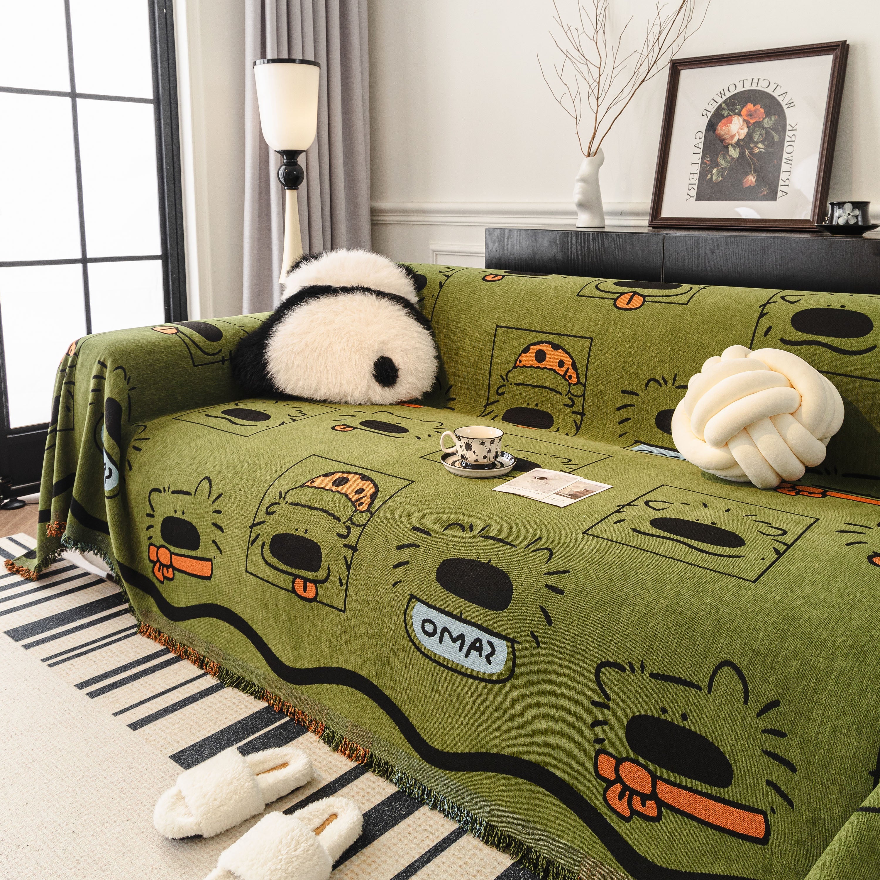 Cute Chenille Couch Cover Throw, Cartoon Soft Washable Sofa Cover for Sectional Sofas - Image 91