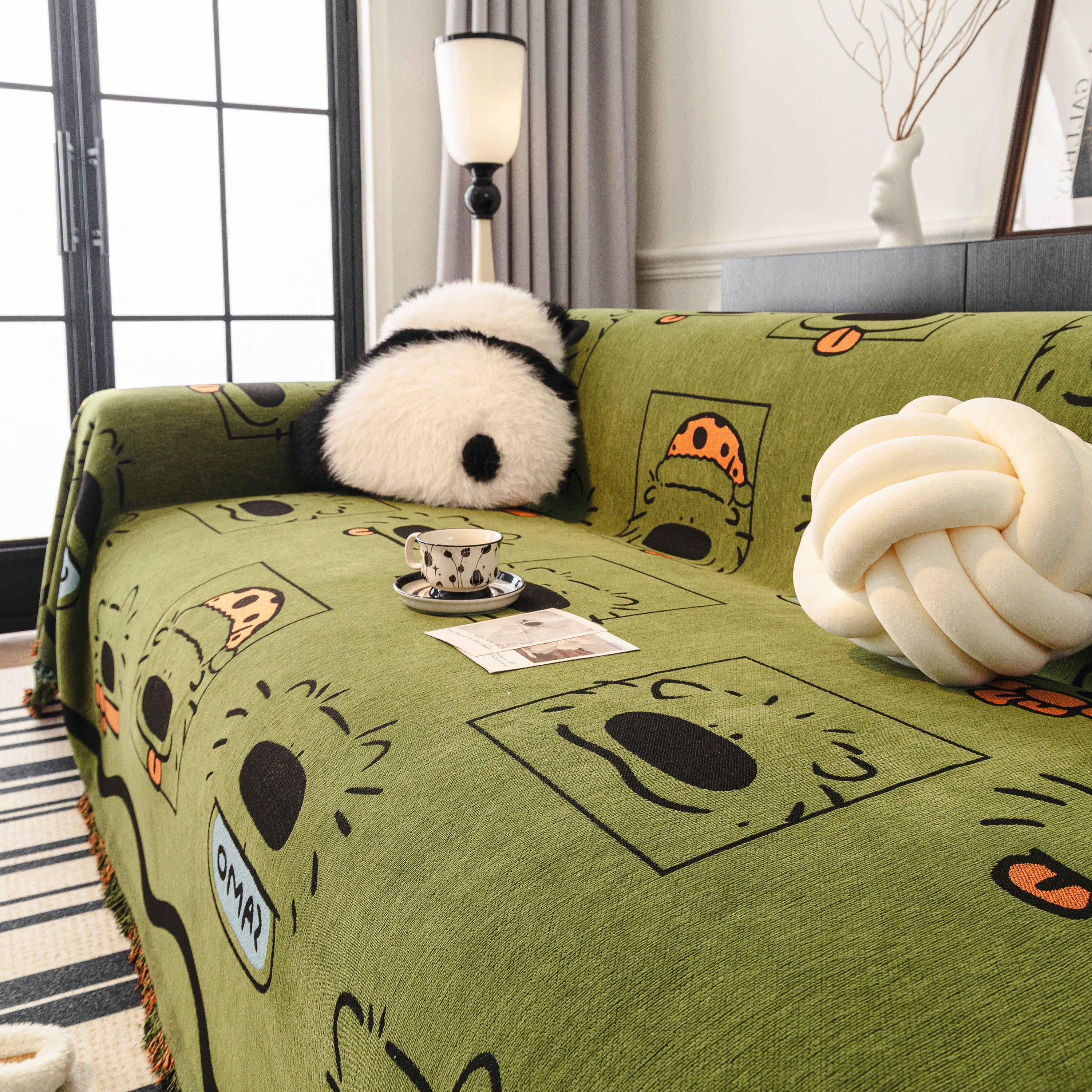 Cute Chenille Couch Cover Throw, Cartoon Soft Washable Sofa Cover for Sectional Sofas - Image 92