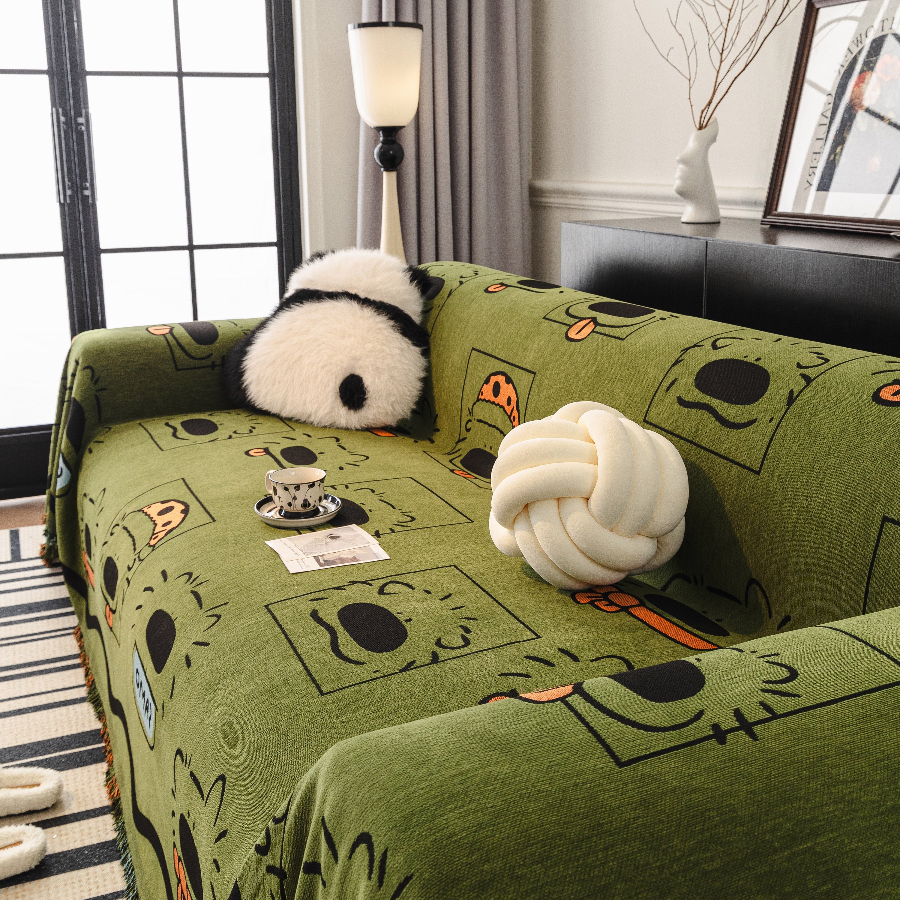 Cute Chenille Couch Cover Throw, Cartoon Soft Washable Sofa Cover for Sectional Sofas - Image 93