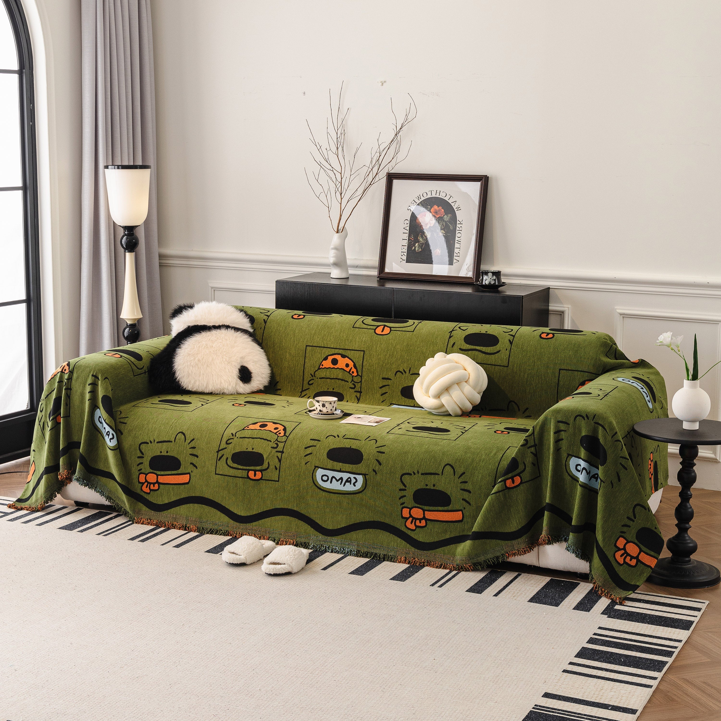 Cute Chenille Couch Cover Throw, Cartoon Soft Washable Sofa Cover for Sectional Sofas - Image 94