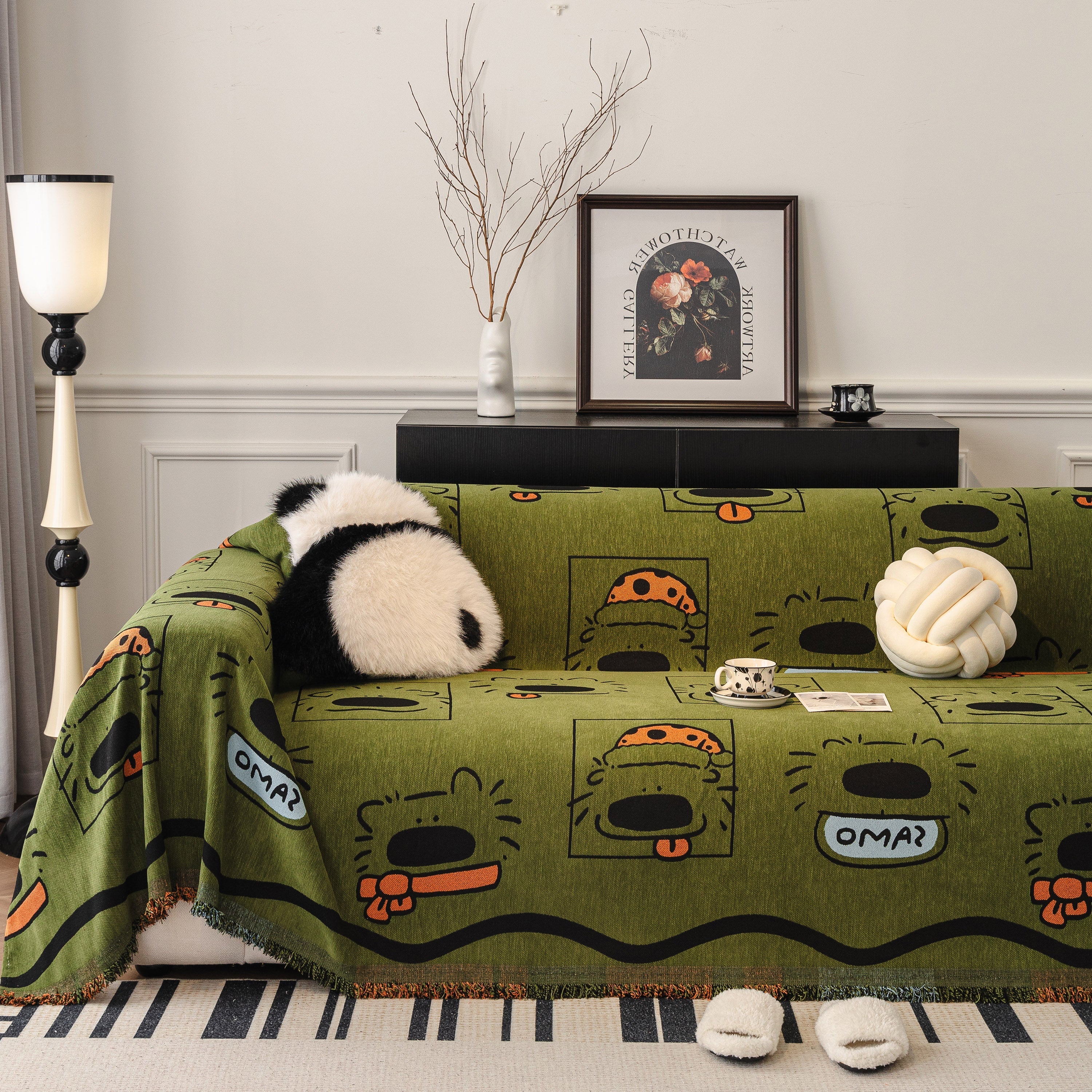 Cute Chenille Couch Cover Throw, Cartoon Soft Washable Sofa Cover for Sectional Sofas - Image 95
