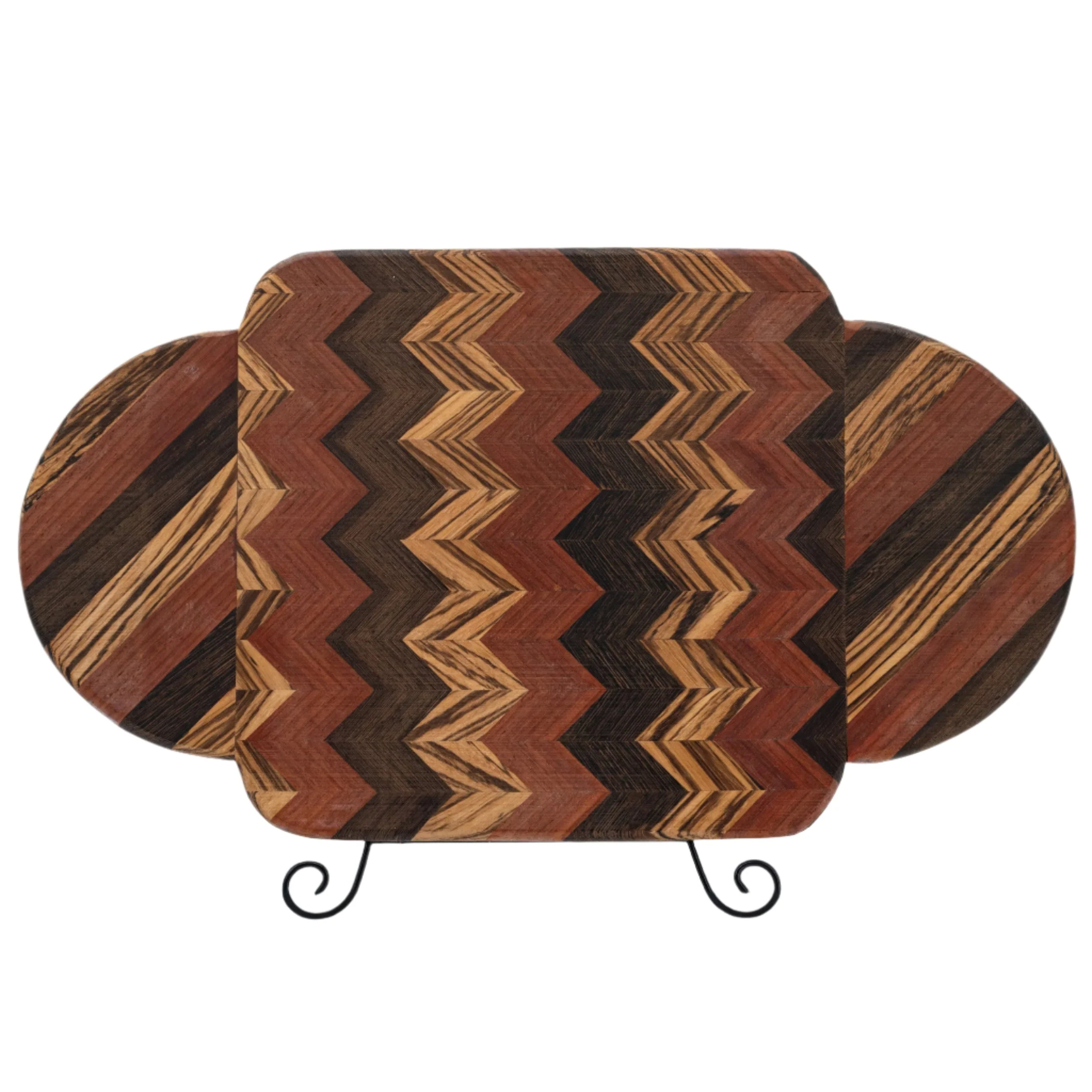 Cutting Board With Handle | Mixed Chevron Wood | Handcrafted - Image 2