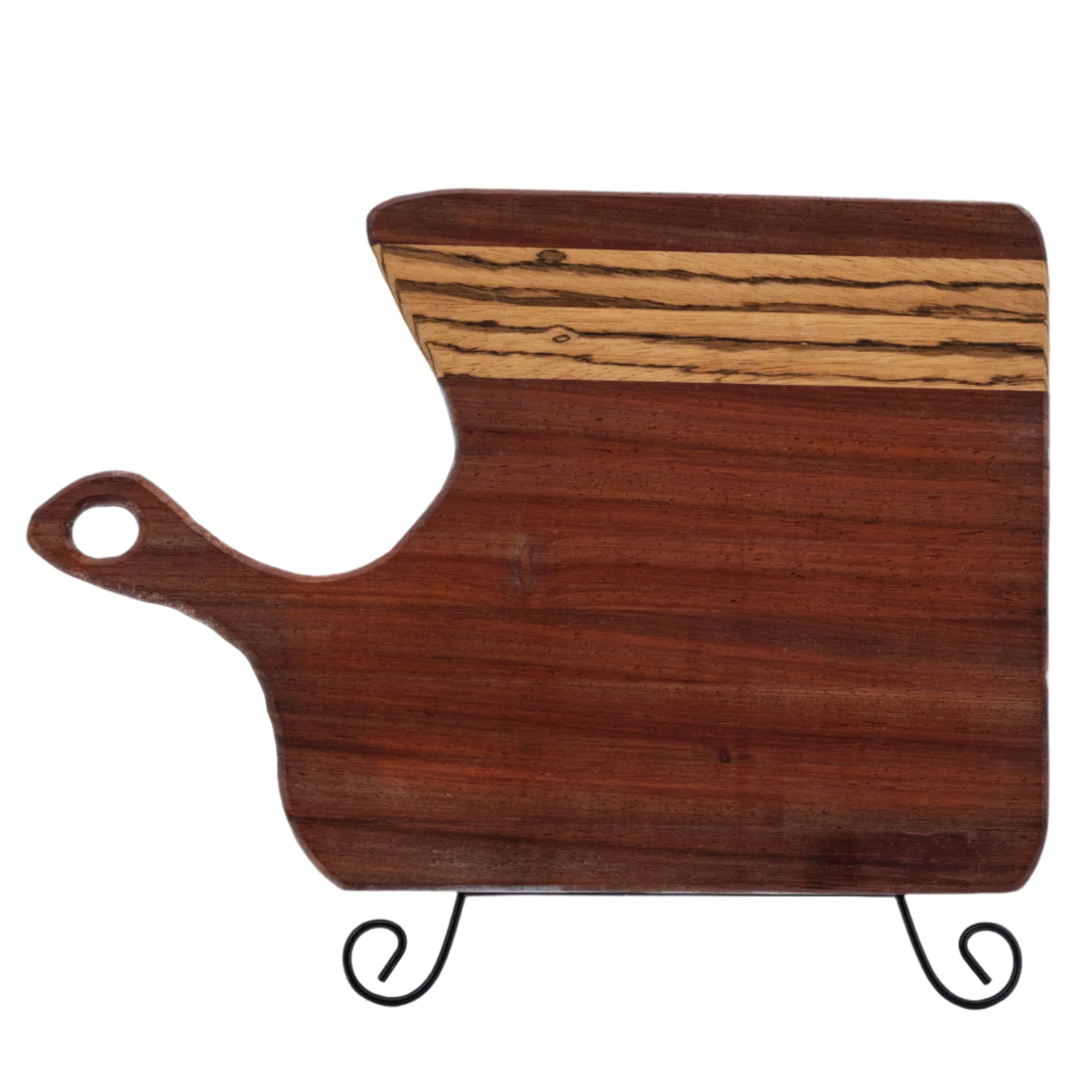 Cutting Board With Handle | Square | Light & Dark Wood Blend | Handcrafted - Image 2