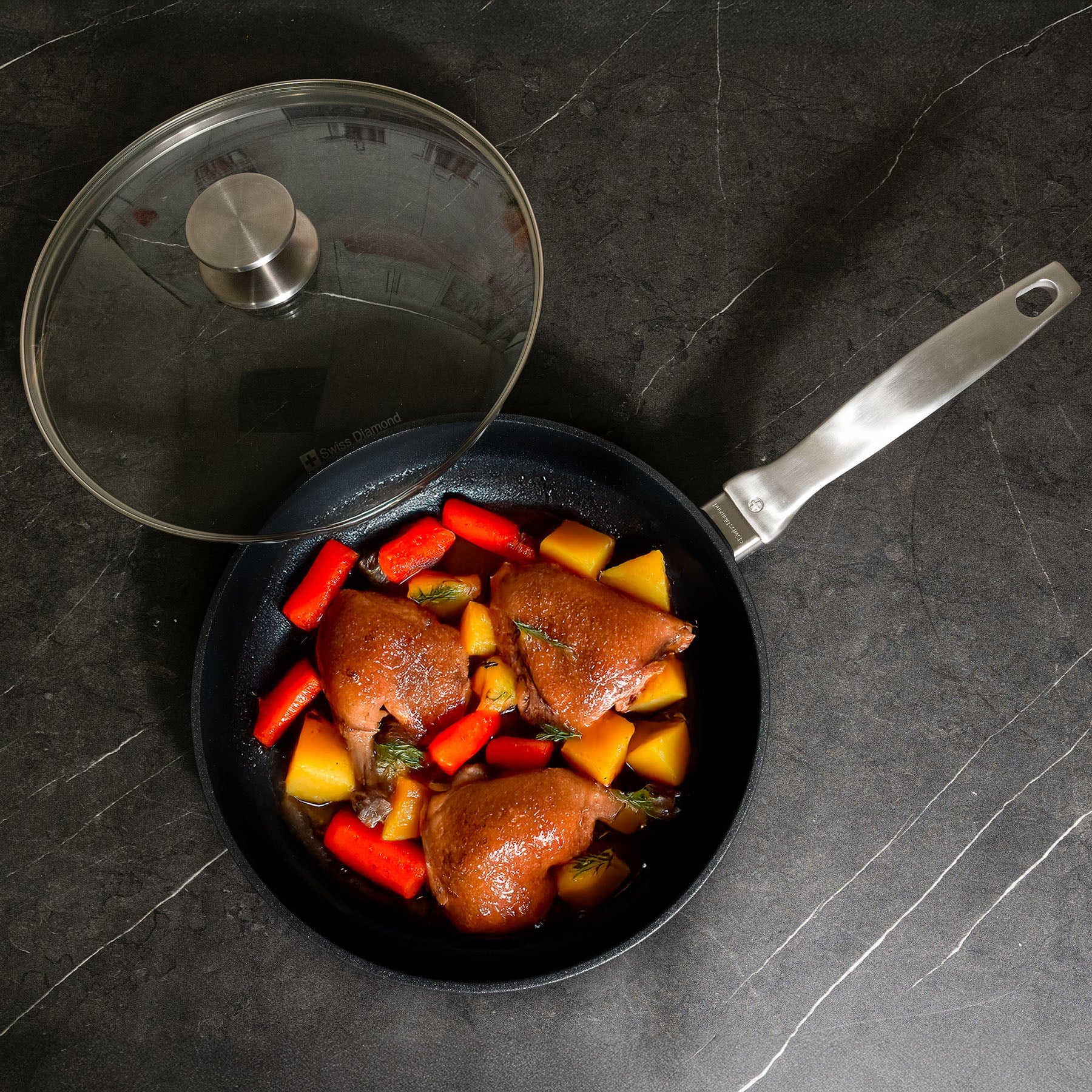 CXD DOU Ceramic Nonstick Fry Pan with Glass Lid - Image 11