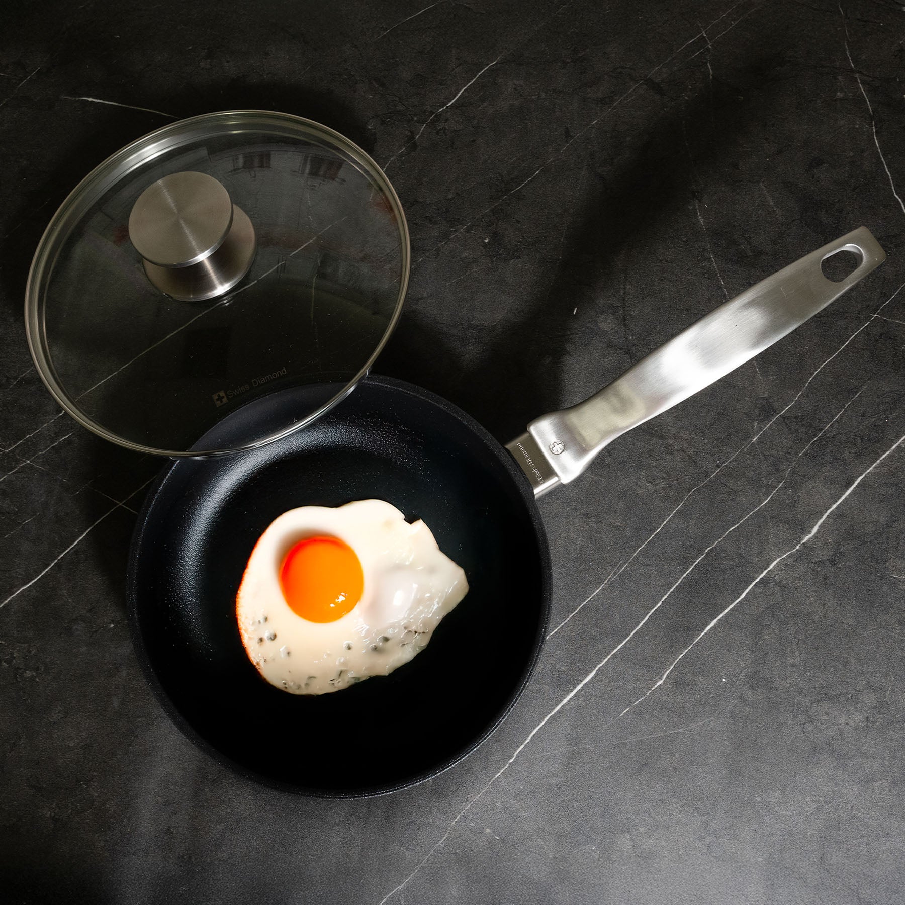 CXD DOU Ceramic Nonstick Fry Pan with Glass Lid - Image 2