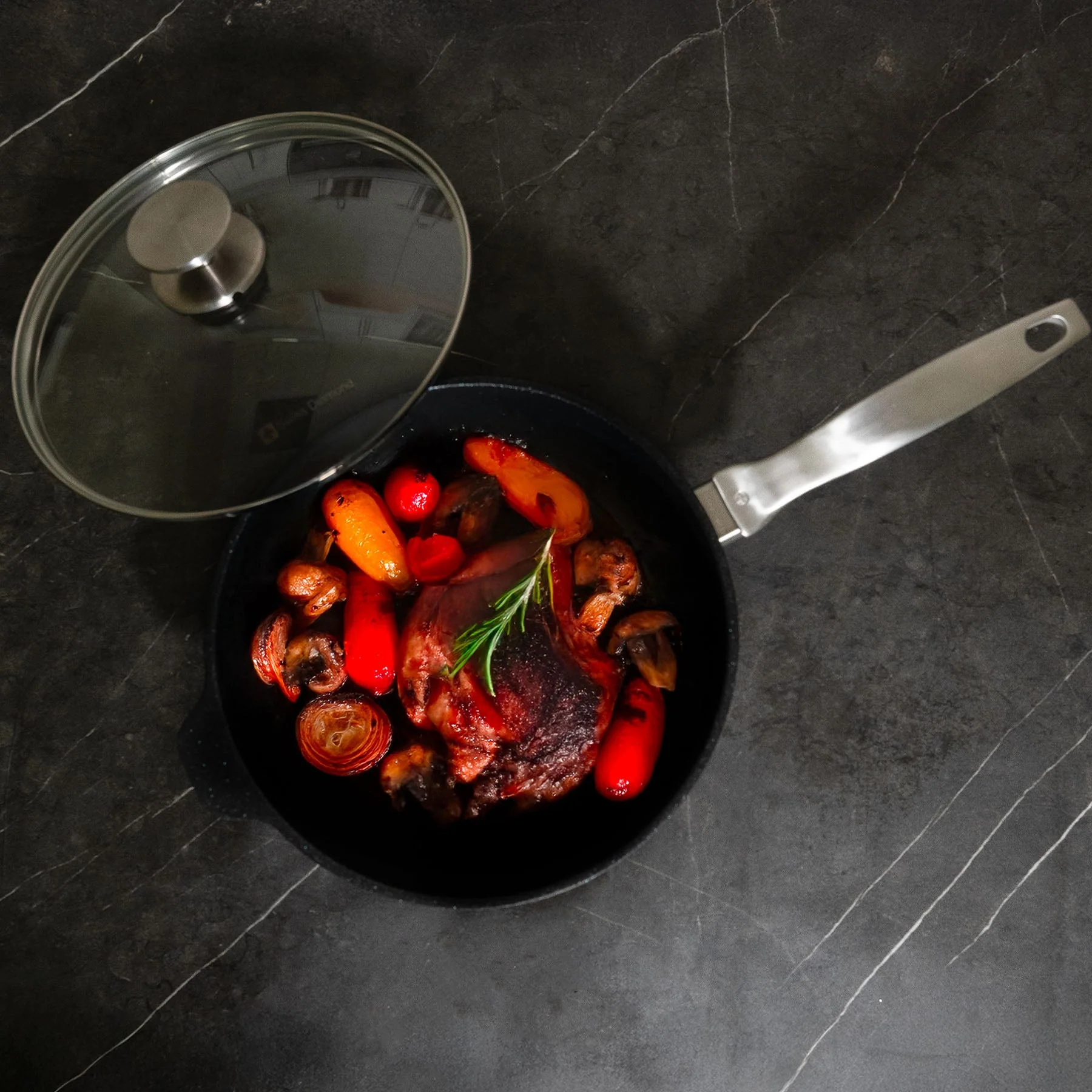 CXD DOU Ceramic Nonstick Saute Pan with Glass Lid - Image 3