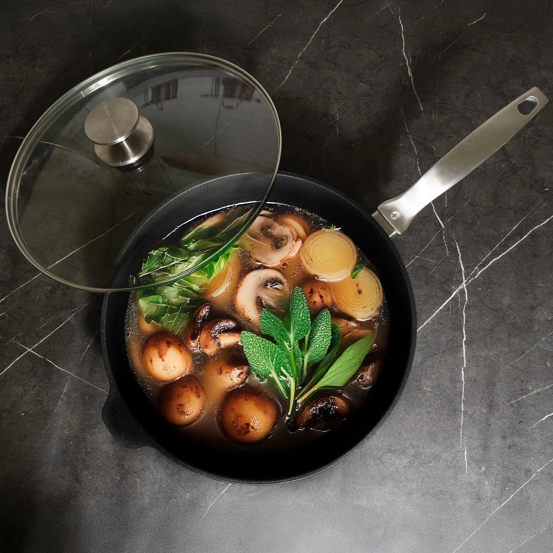 CXD DOU Ceramic Nonstick Saute Pan with Glass Lid - Image 6