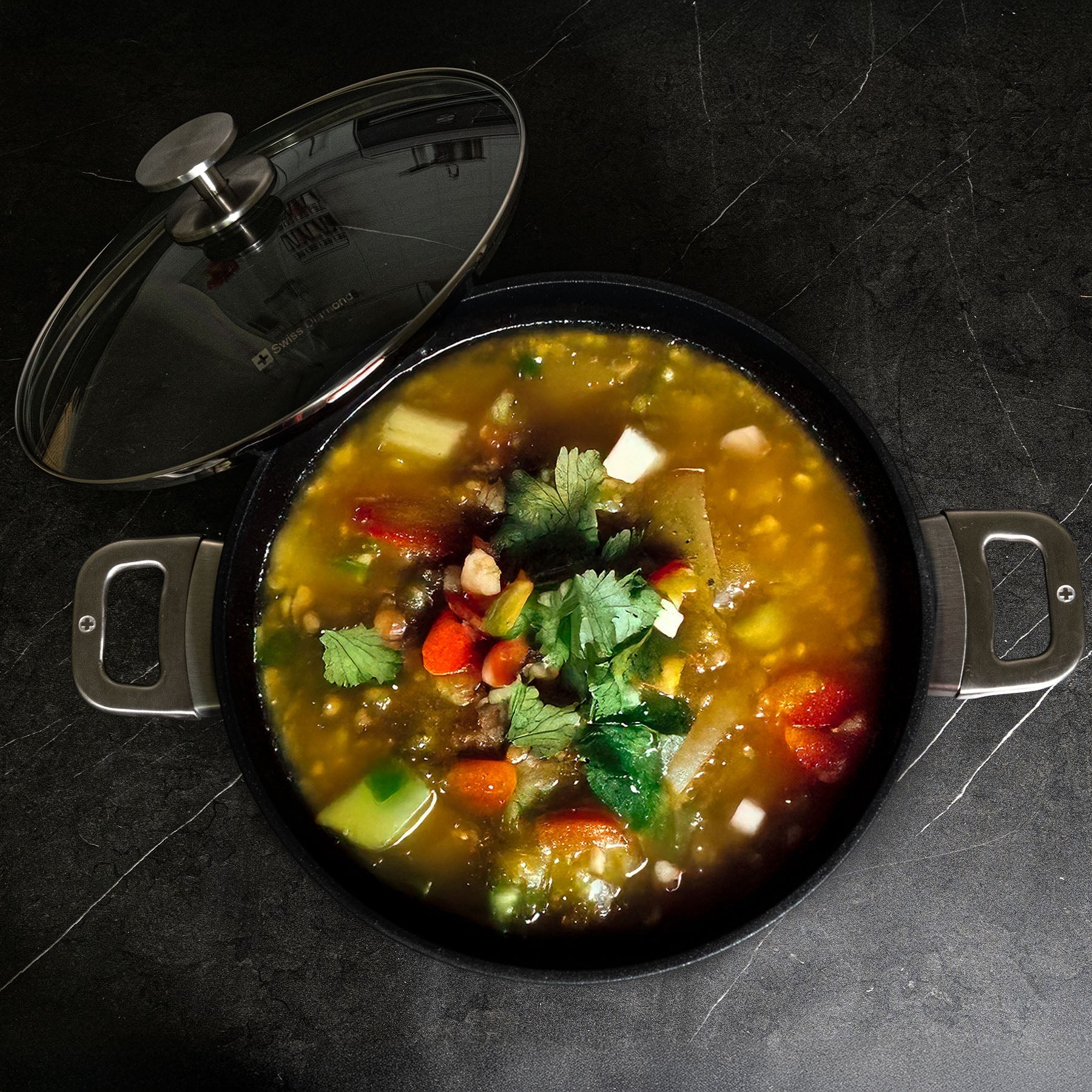 CXD DOU Ceramic Nonstick Stock Pot with Glass Lid - Image 3