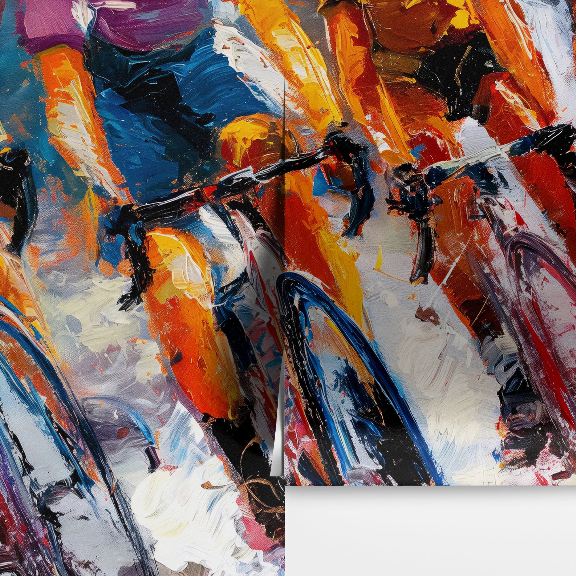 Cyclist Race Wallpaper Mural. Colorful Painting. #7016 - Image 8