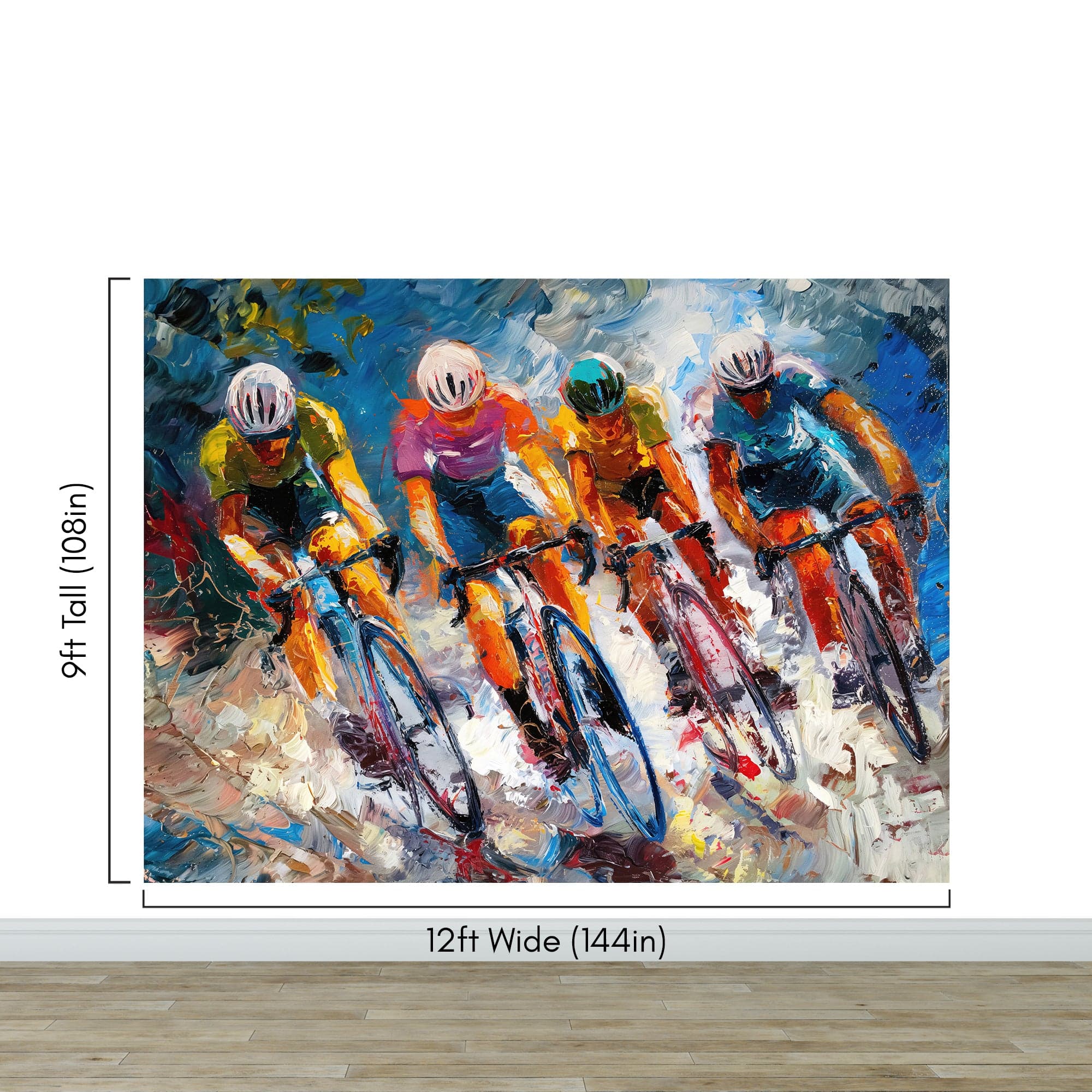 Cyclist Race Wallpaper Mural. Colorful Painting. #7016 - Image 9