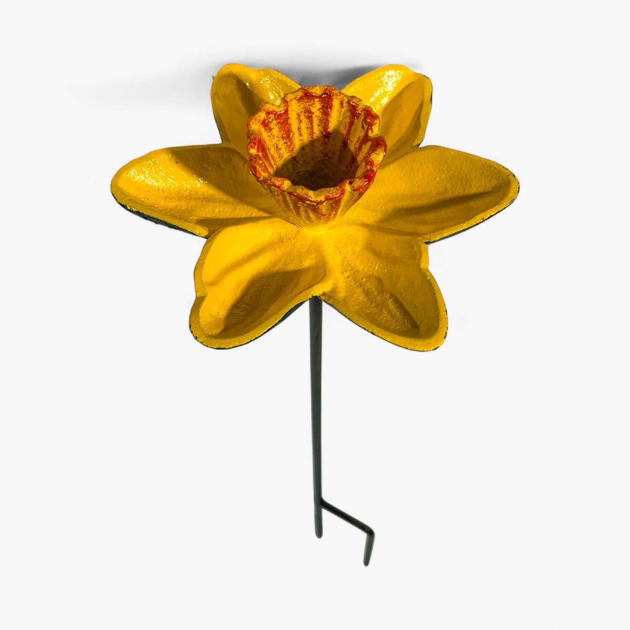 Daffodil Flower Garden Stake Bird Feeder Cast Iron Decor - Image 3