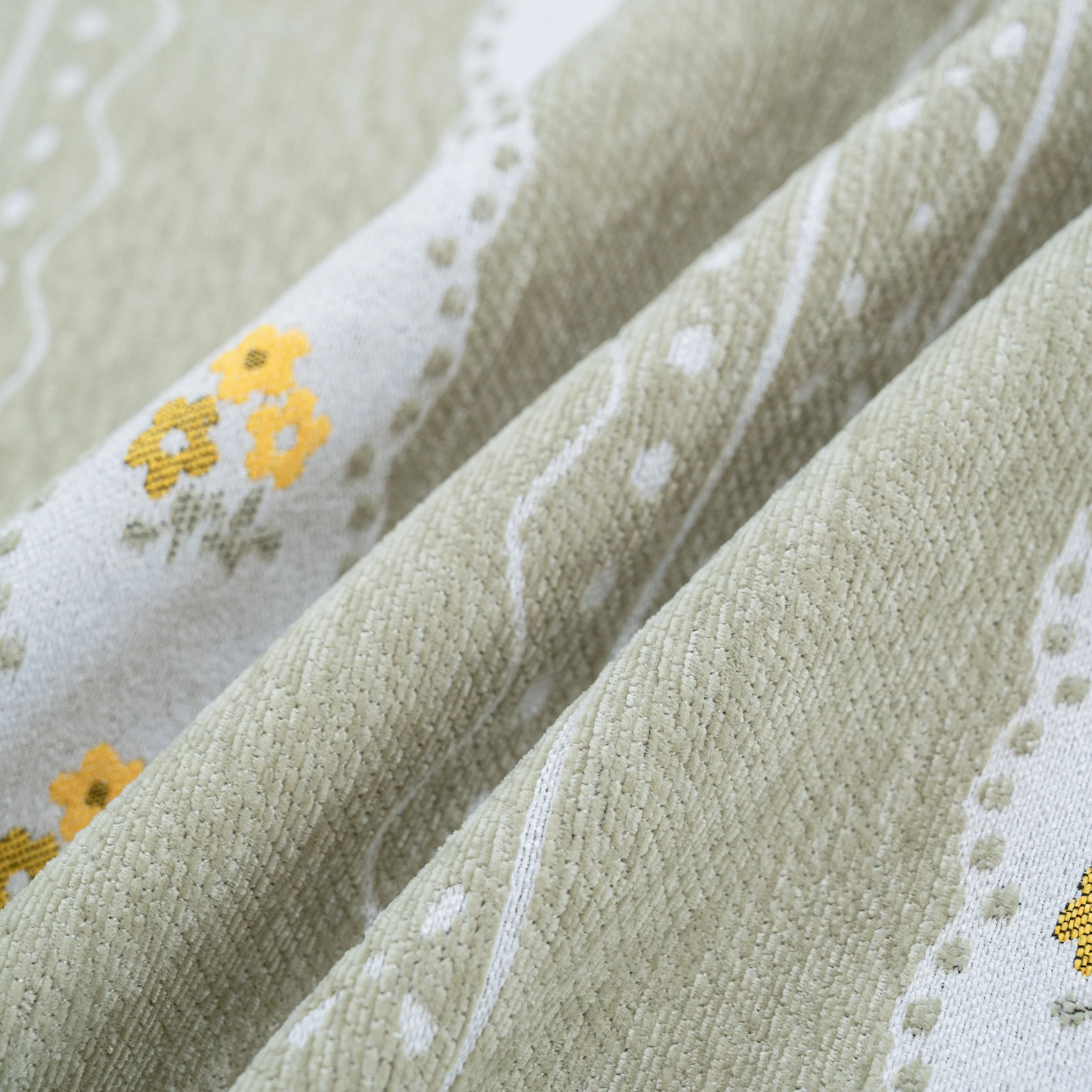 Daisy Striped Sofa Cover with Sheer Ruffle Skirt, Floral Soft Slipcover Blanket - Image 15