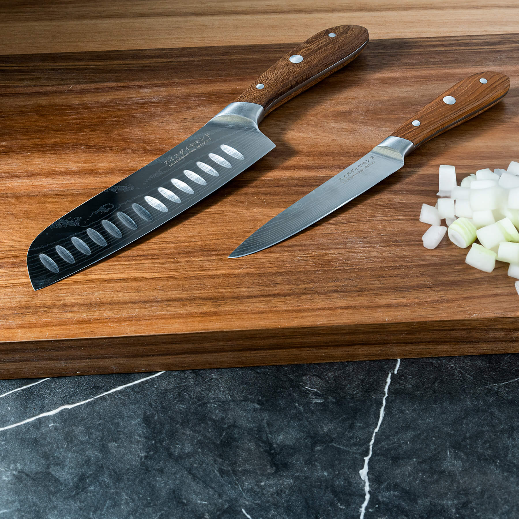Damascus Santoku Paring Set - Image 2