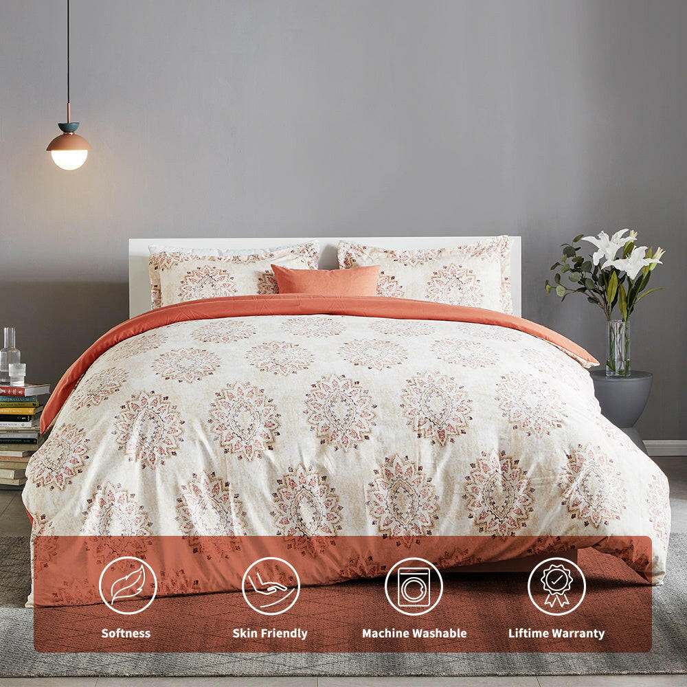 Damask Pattern Printed Duvet Cover Set - Image 3