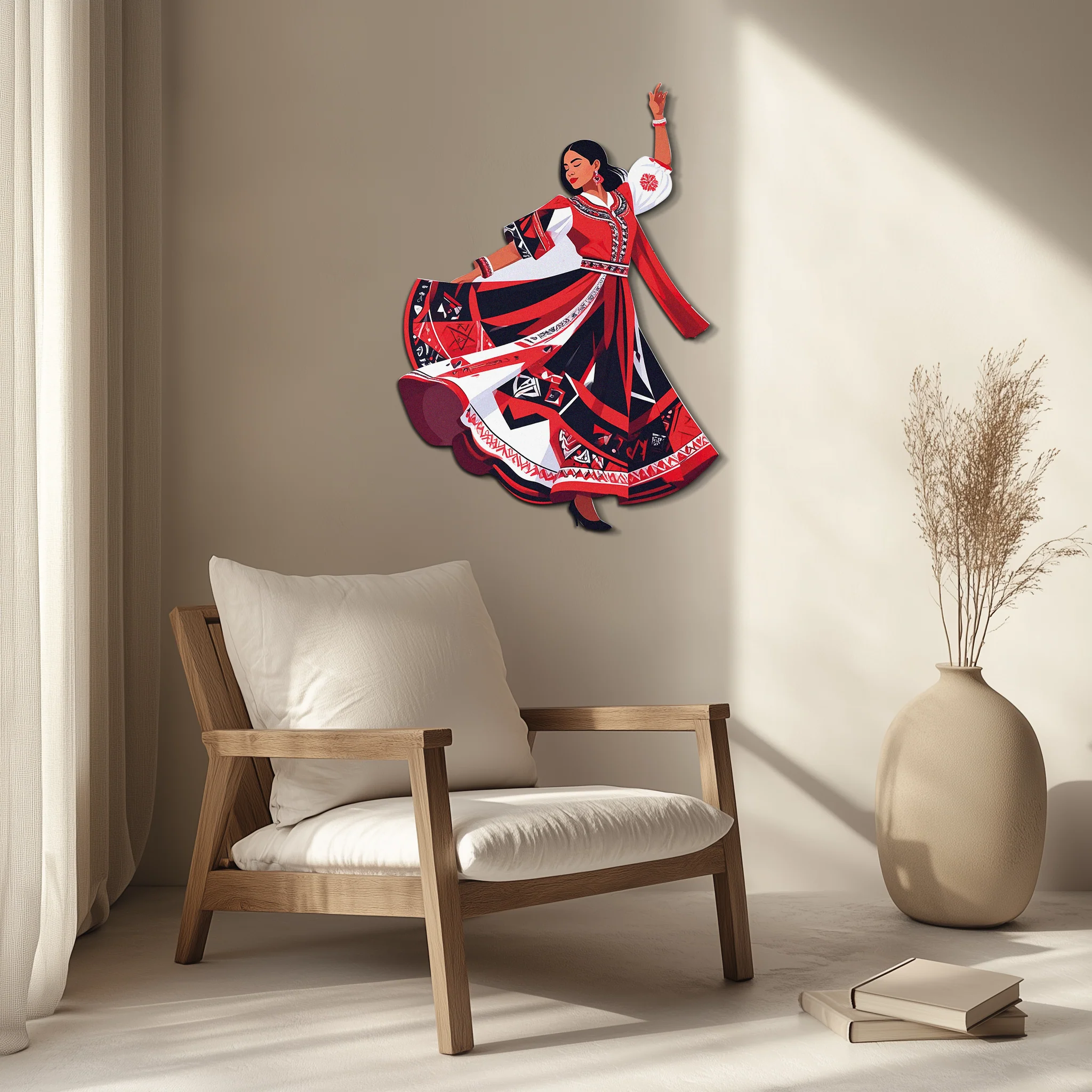 Dancing Woman Metal Wall Art – Bold & Cultural Decor-KAFUVM031 - Image 2
