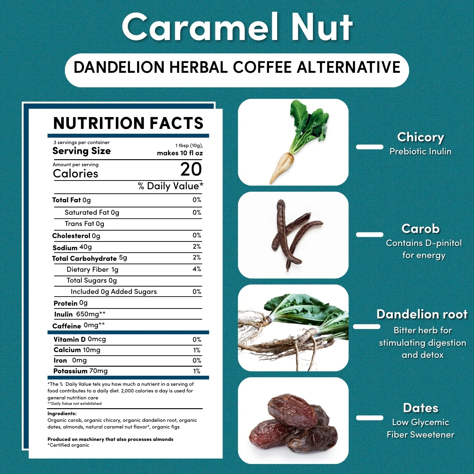 Dandelion Caramel Nut Chicory Herbal Coffee - Image 8