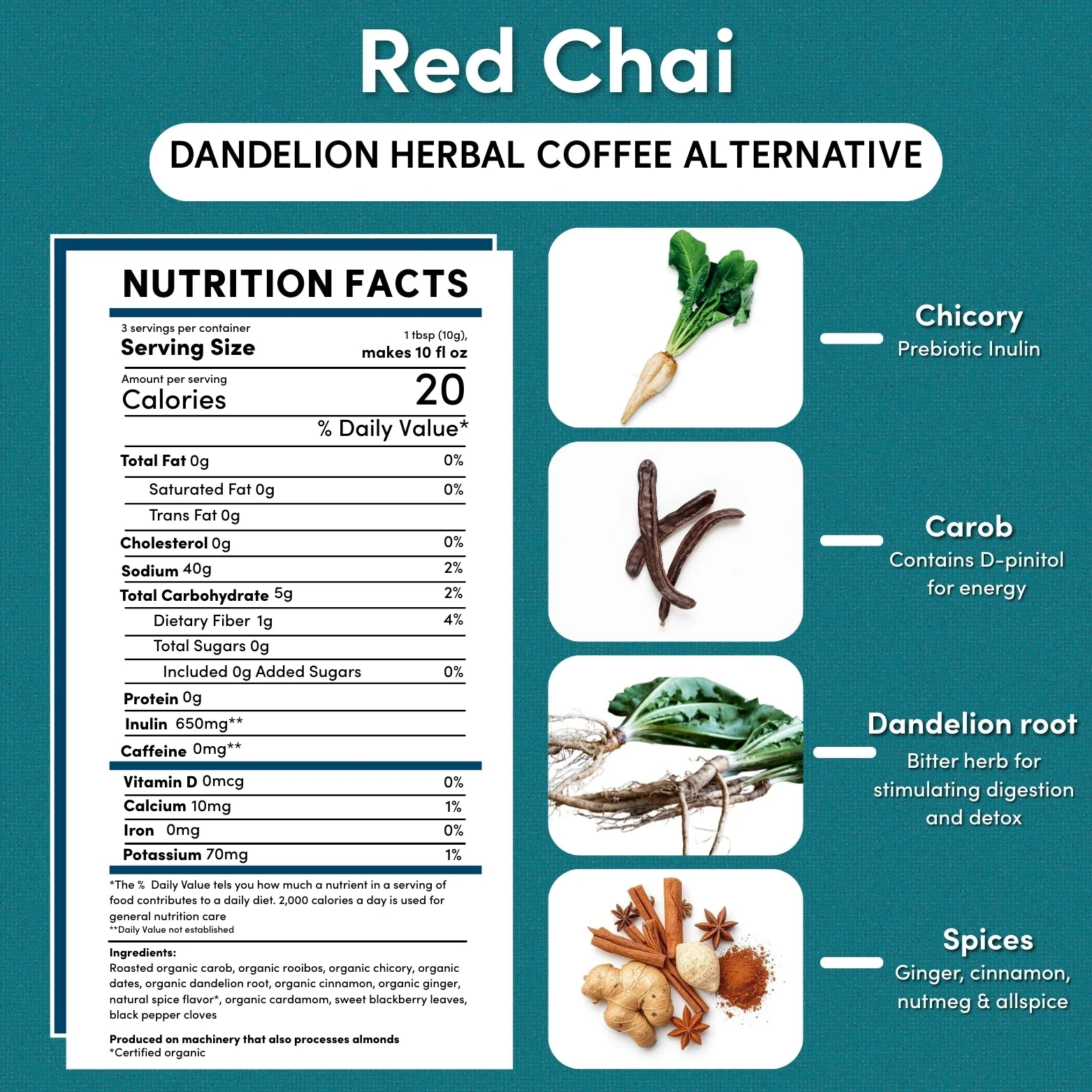 Dandelion Red Chai Herbal Coffee - Image 5