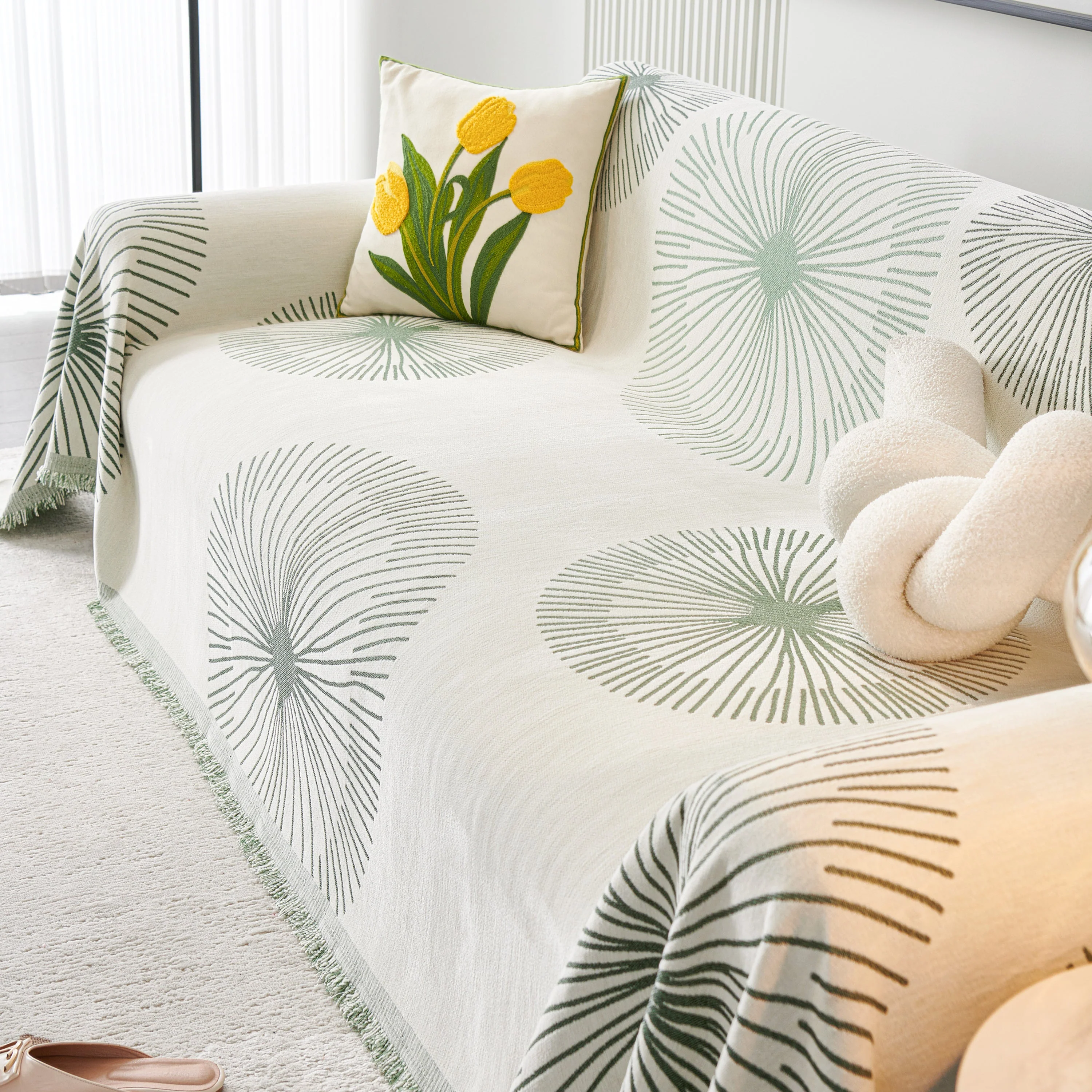 Dandelion Reversible Striped Couch Throw Cover for Living Room Pet Sofa Slipcovers Couch Protector - Image 10