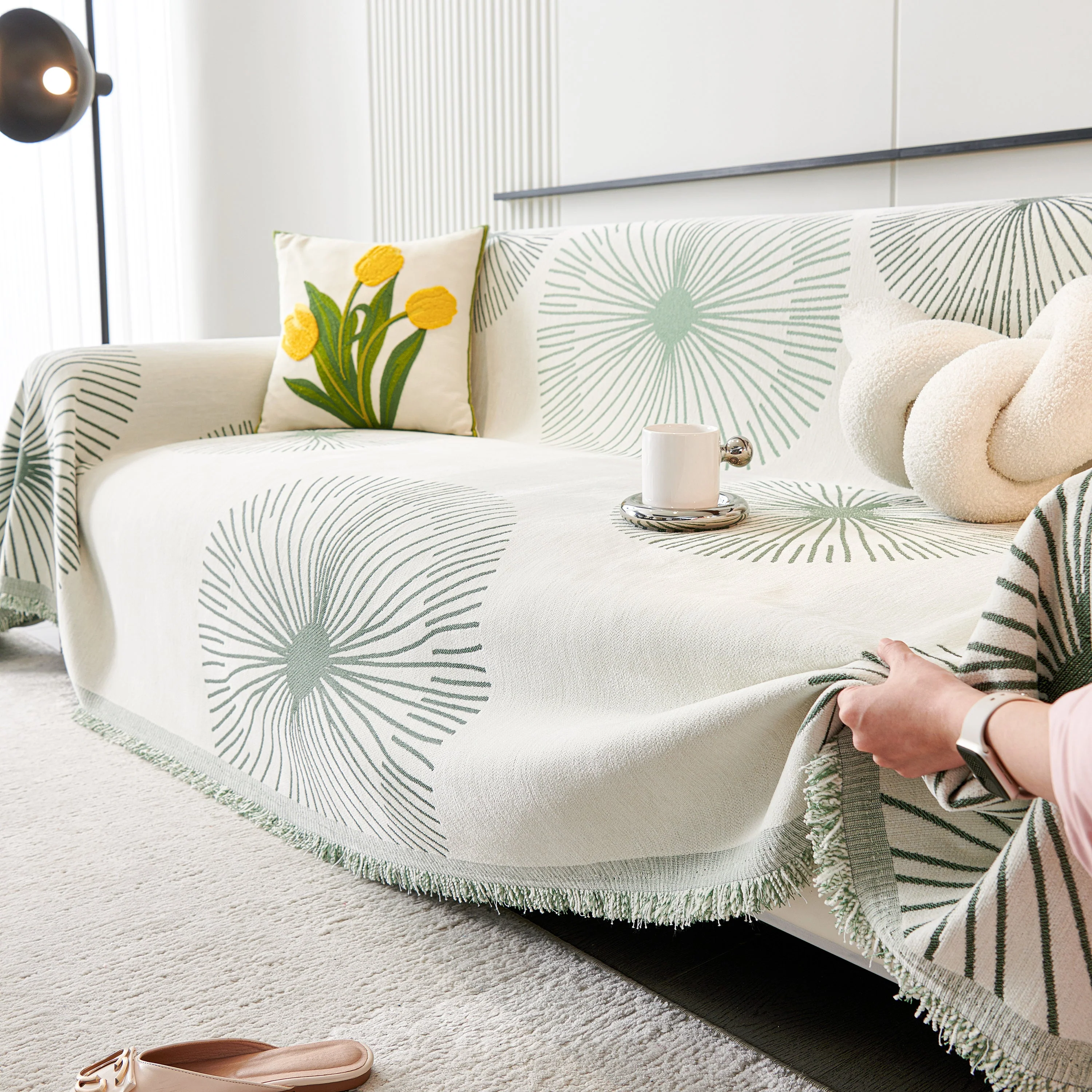 Dandelion Reversible Striped Couch Throw Cover for Living Room Pet Sofa Slipcovers Couch Protector - Image 11