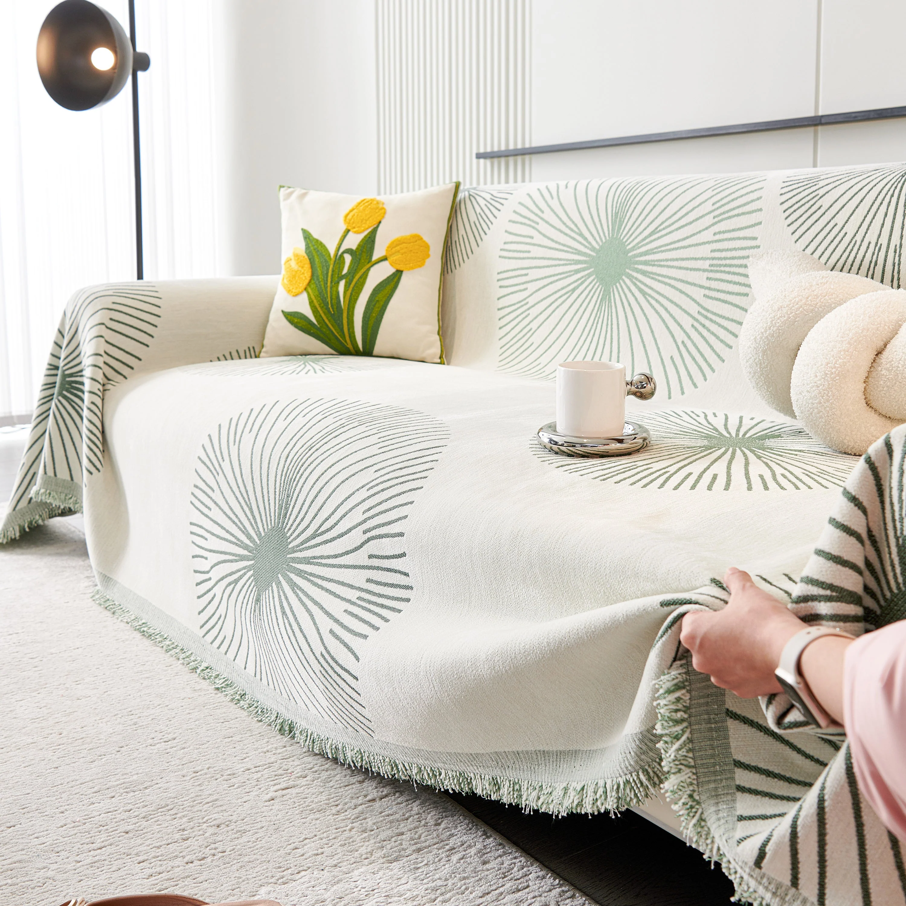 Dandelion Reversible Striped Couch Throw Cover for Living Room Pet Sofa Slipcovers Couch Protector - Image 13
