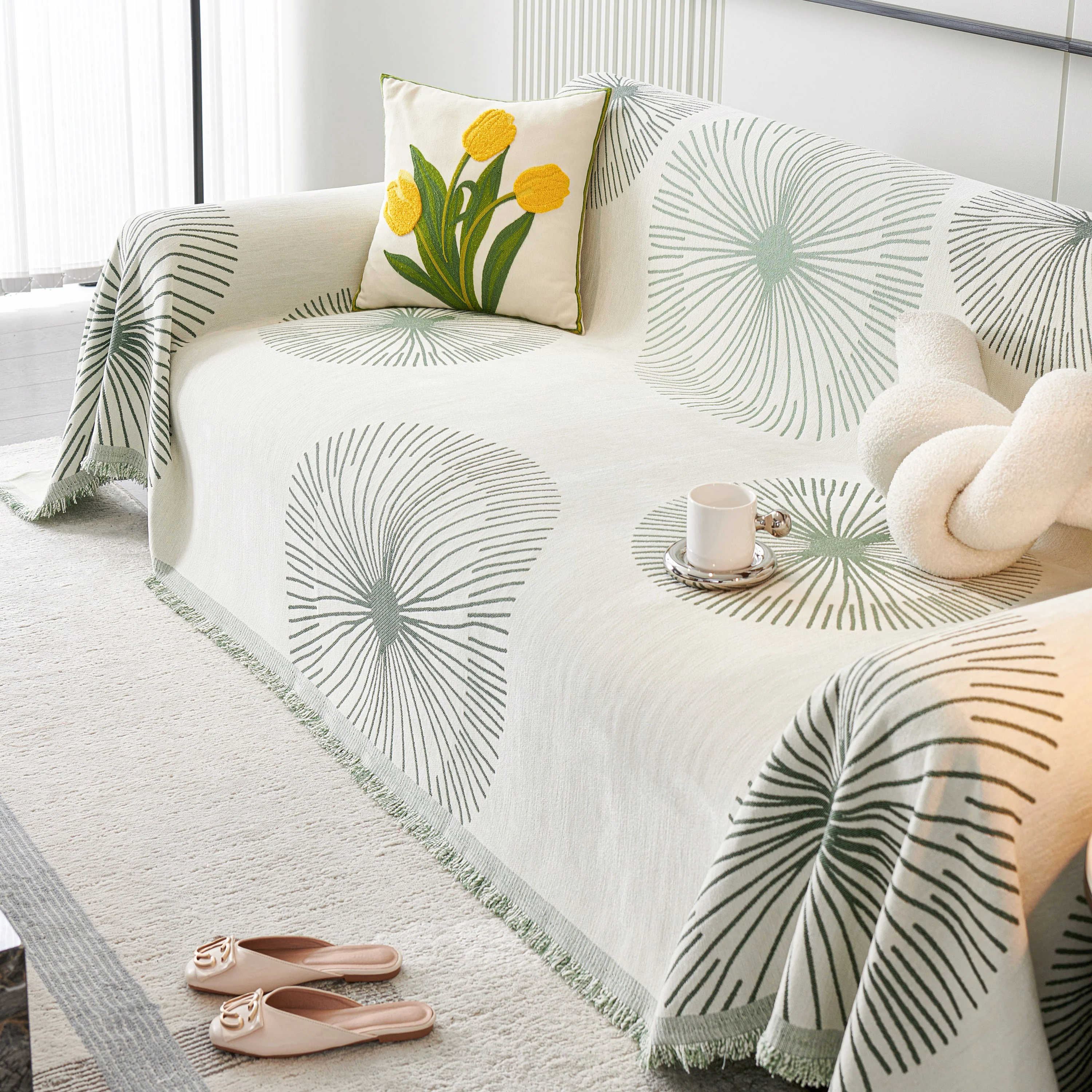 Dandelion Reversible Striped Couch Throw Cover for Living Room Pet Sofa Slipcovers Couch Protector - Image 19