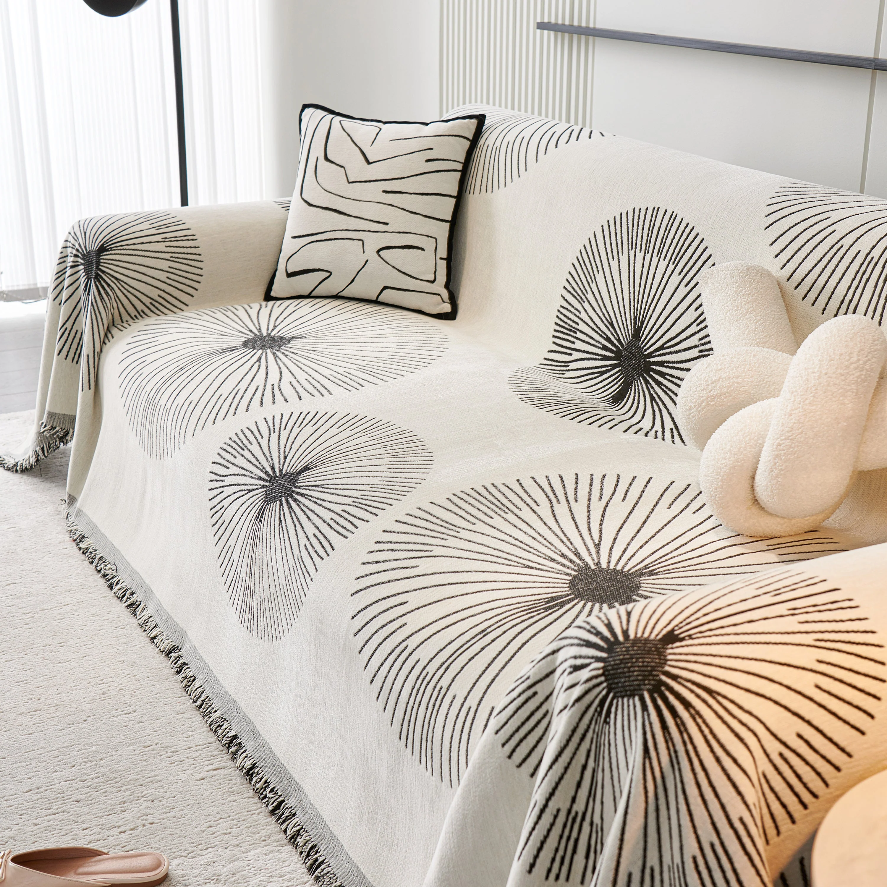 Dandelion Reversible Striped Couch Throw Cover for Living Room Pet Sofa Slipcovers Couch Protector - Image 78