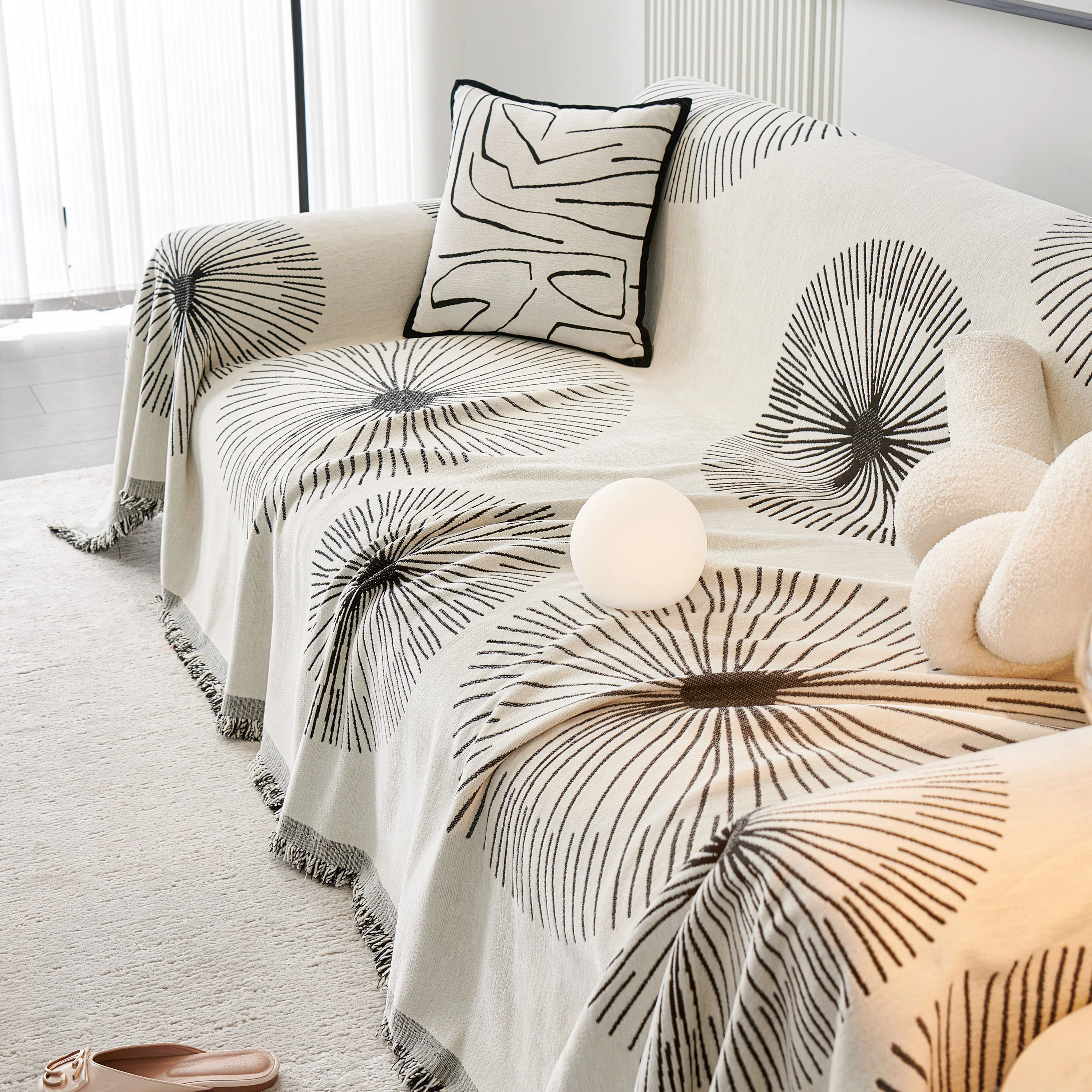 Dandelion Reversible Striped Couch Throw Cover for Living Room Pet Sofa Slipcovers Couch Protector - Image 80