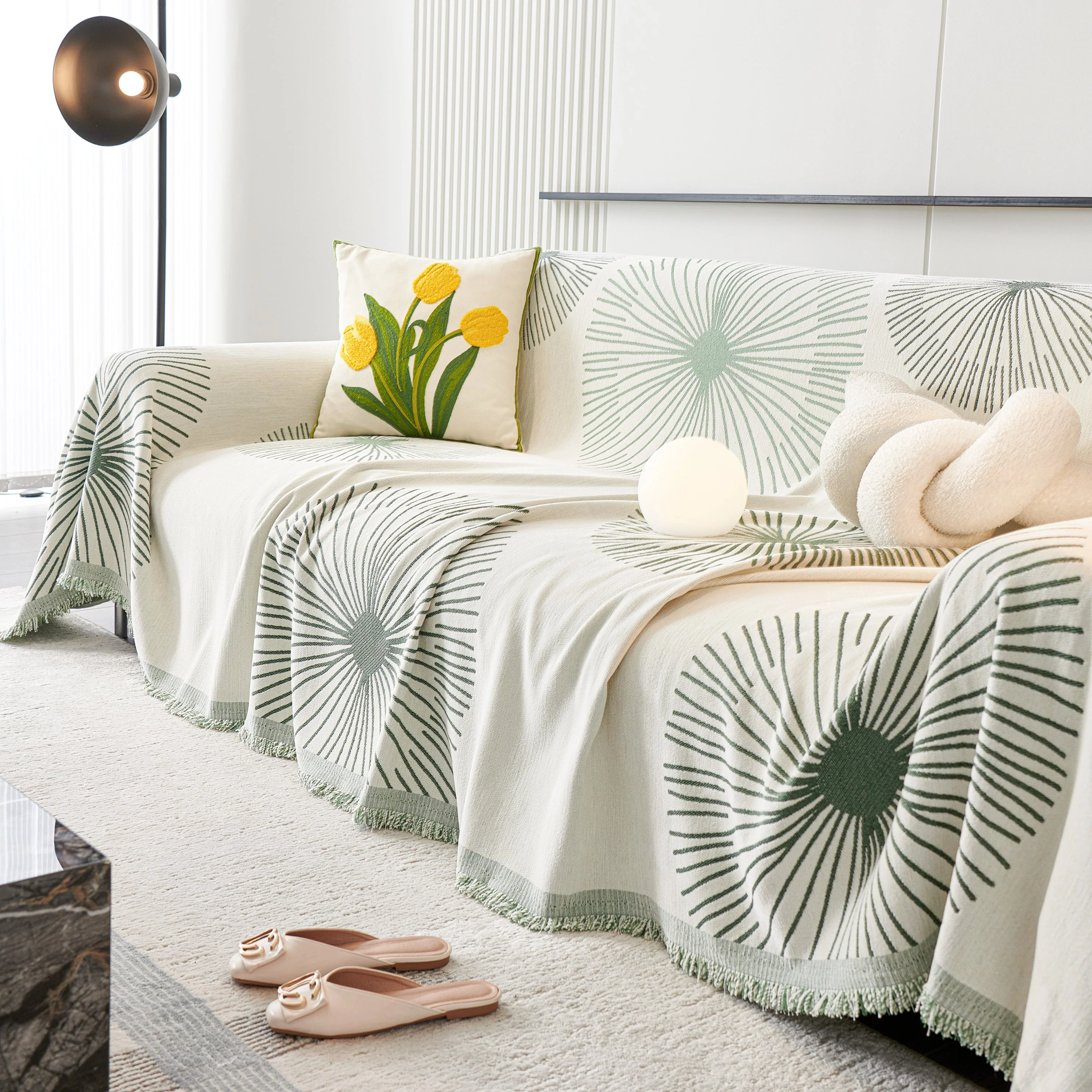 Dandelion Reversible Striped Couch Throw Cover for Living Room Pet Sofa Slipcovers Couch Protector - Image 9
