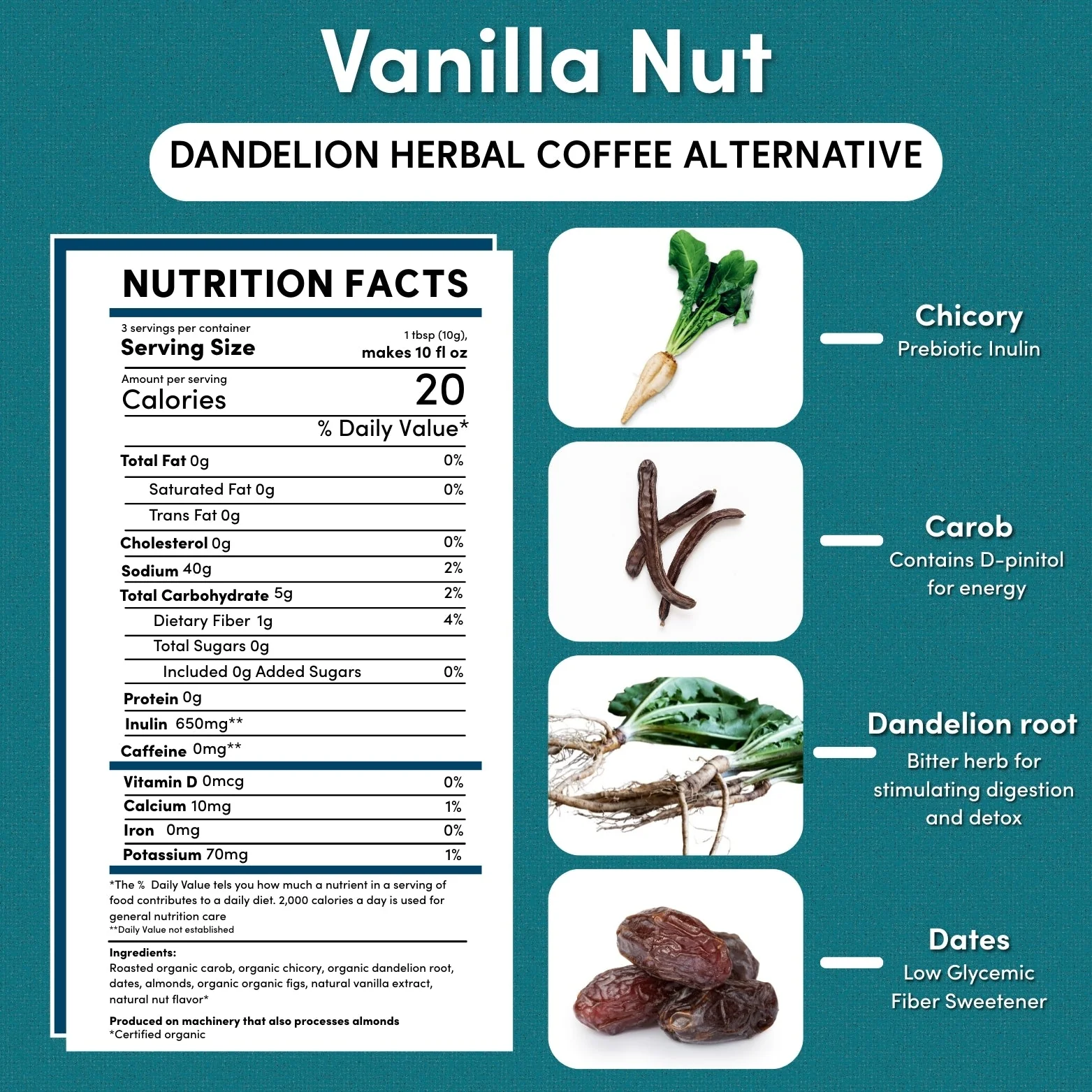 Dandelion Vanilla Nut Herbal Coffee - Image 7
