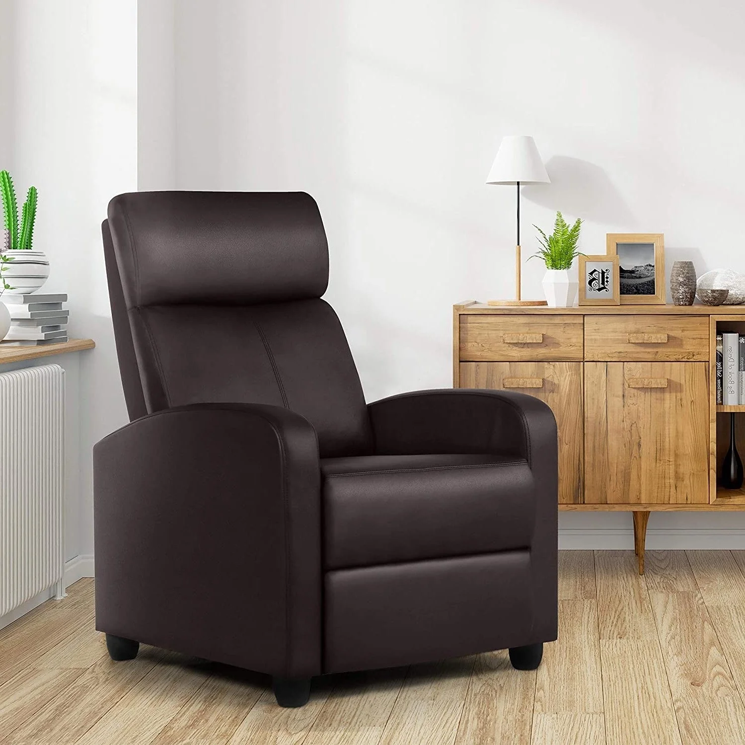 Dark Brown High-Density Faux Leather Push Back Recliner Chair - Image 2