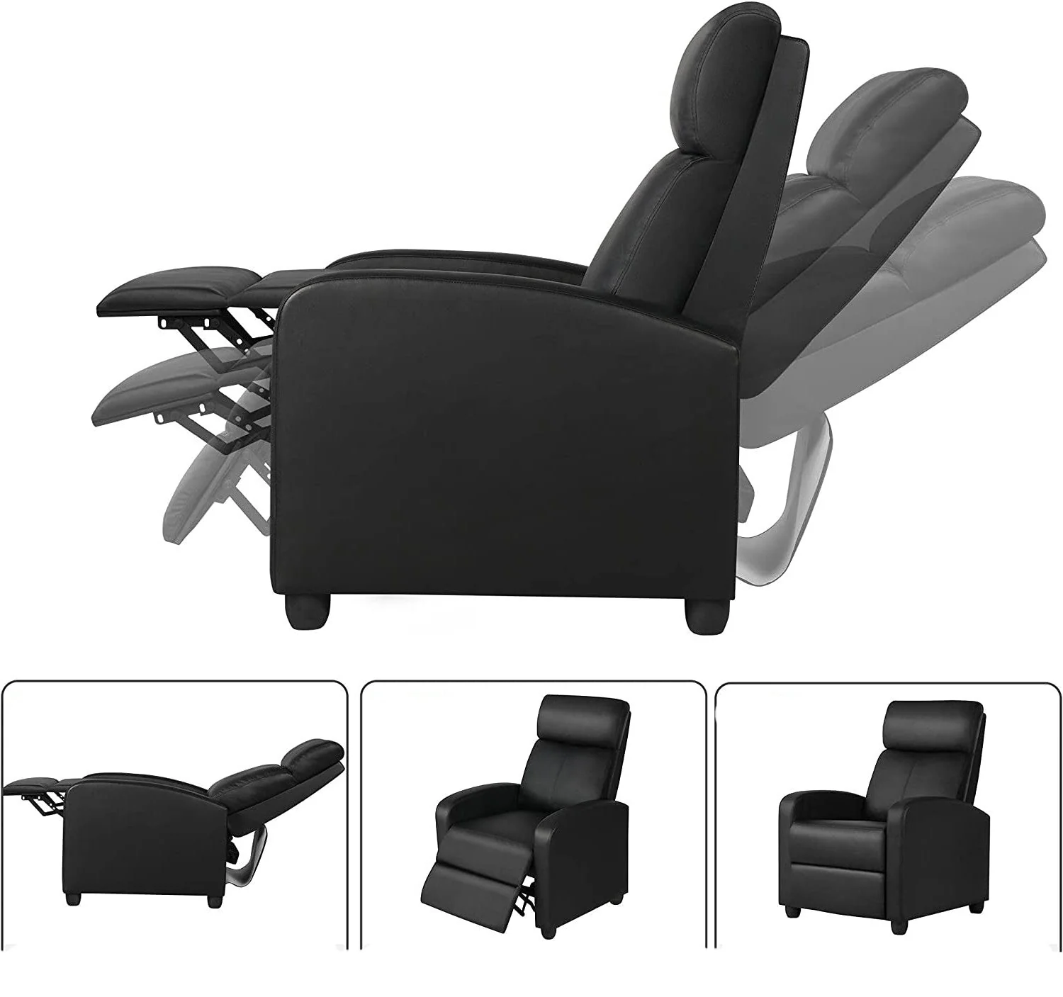 Dark Brown High-Density Faux Leather Push Back Recliner Chair - Image 4