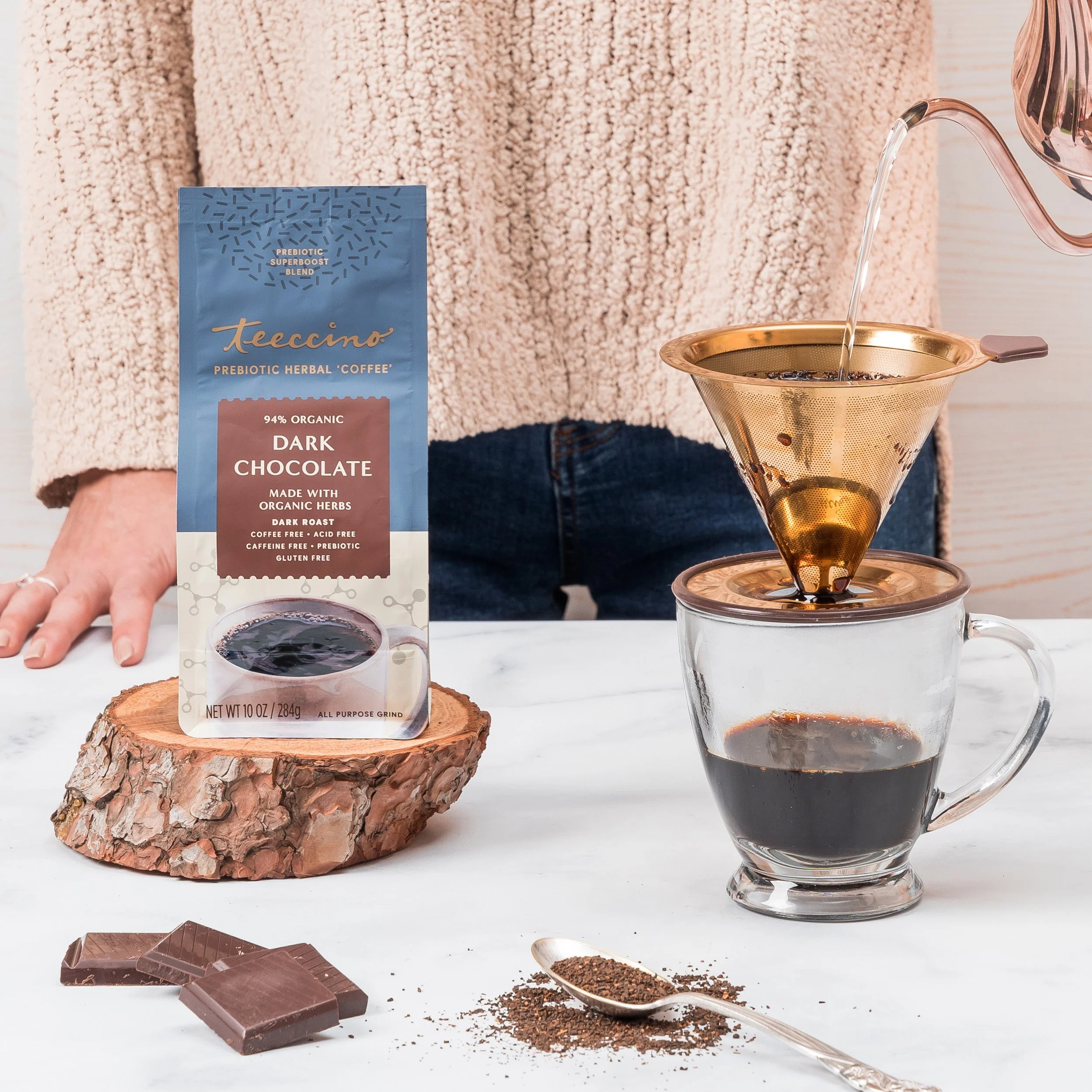 Dark Chocolate Prebiotic SuperBoost Herbal Coffee - Image 2
