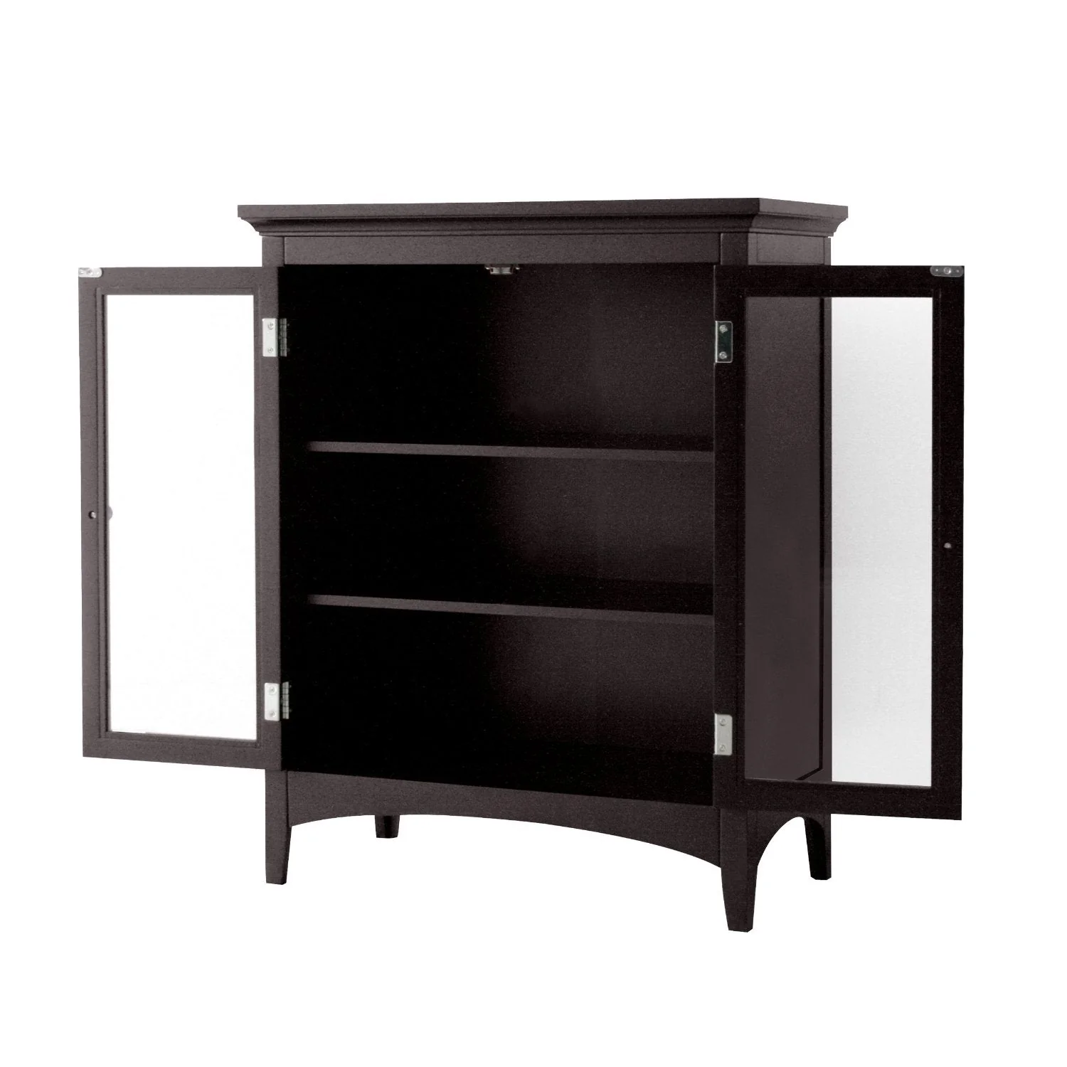 Dark Espresso Freestanding Bathroom Floor Cabinet with Storage Shelves - Image 2