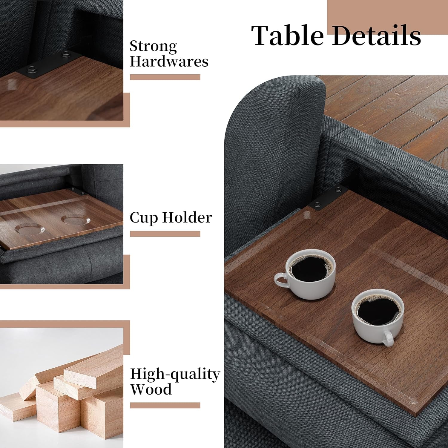 Dark Gray L-Shaped Sectional Sofa with Hidden Storage & Chaise - Image 4