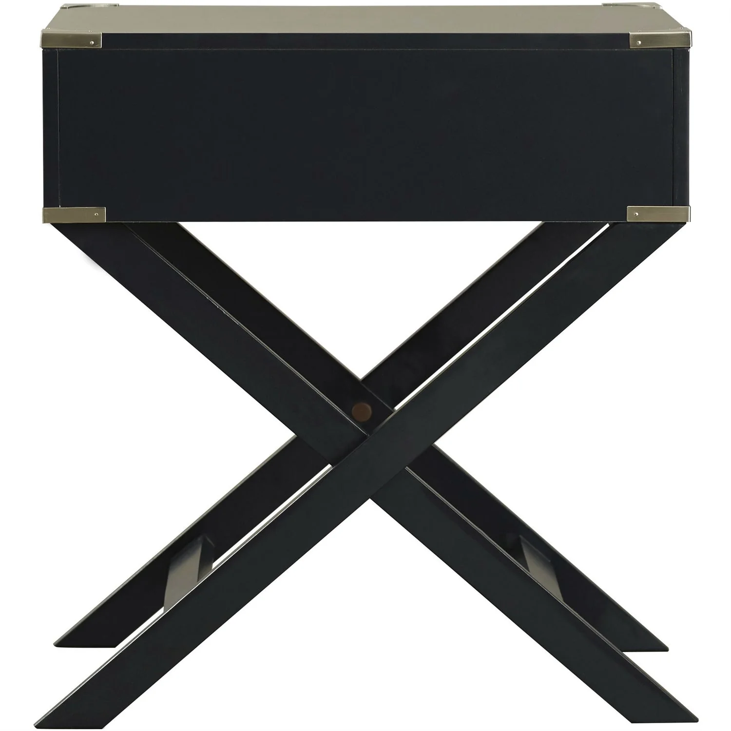 Dark Grey Black 1-Drawer End Table Nightstand with Modern Classic X Style Legs - Image 5