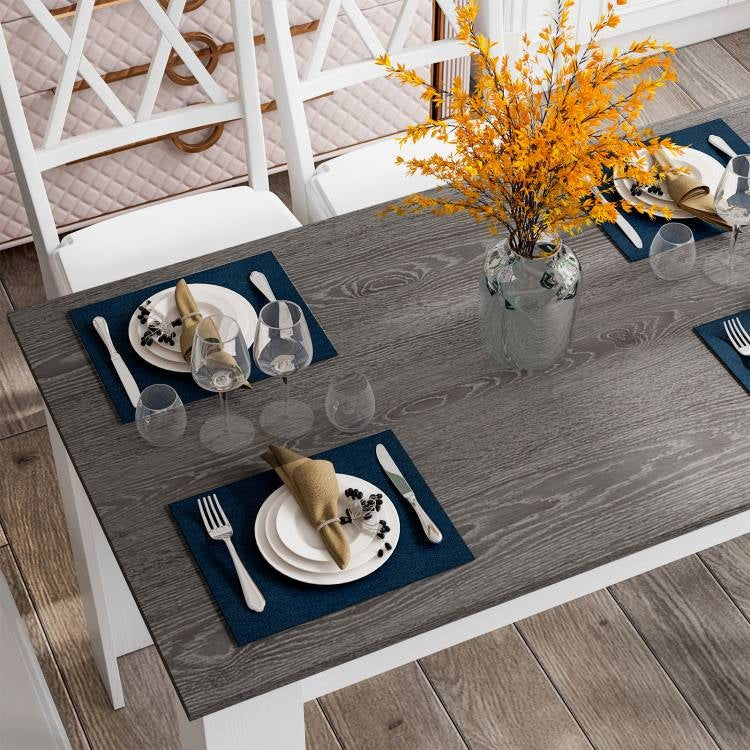 Dark Grey Wood Top 47-inch Kitchen Dining Table or Computer Desk with White Legs - Image 2