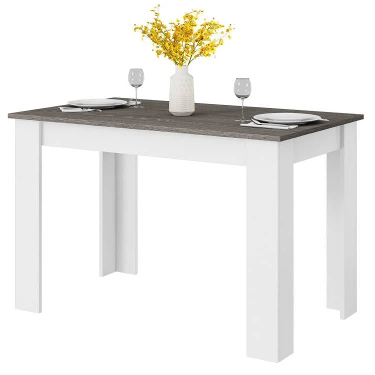 Dark Grey Wood Top 47-inch Kitchen Dining Table or Computer Desk with White Legs - Image 3