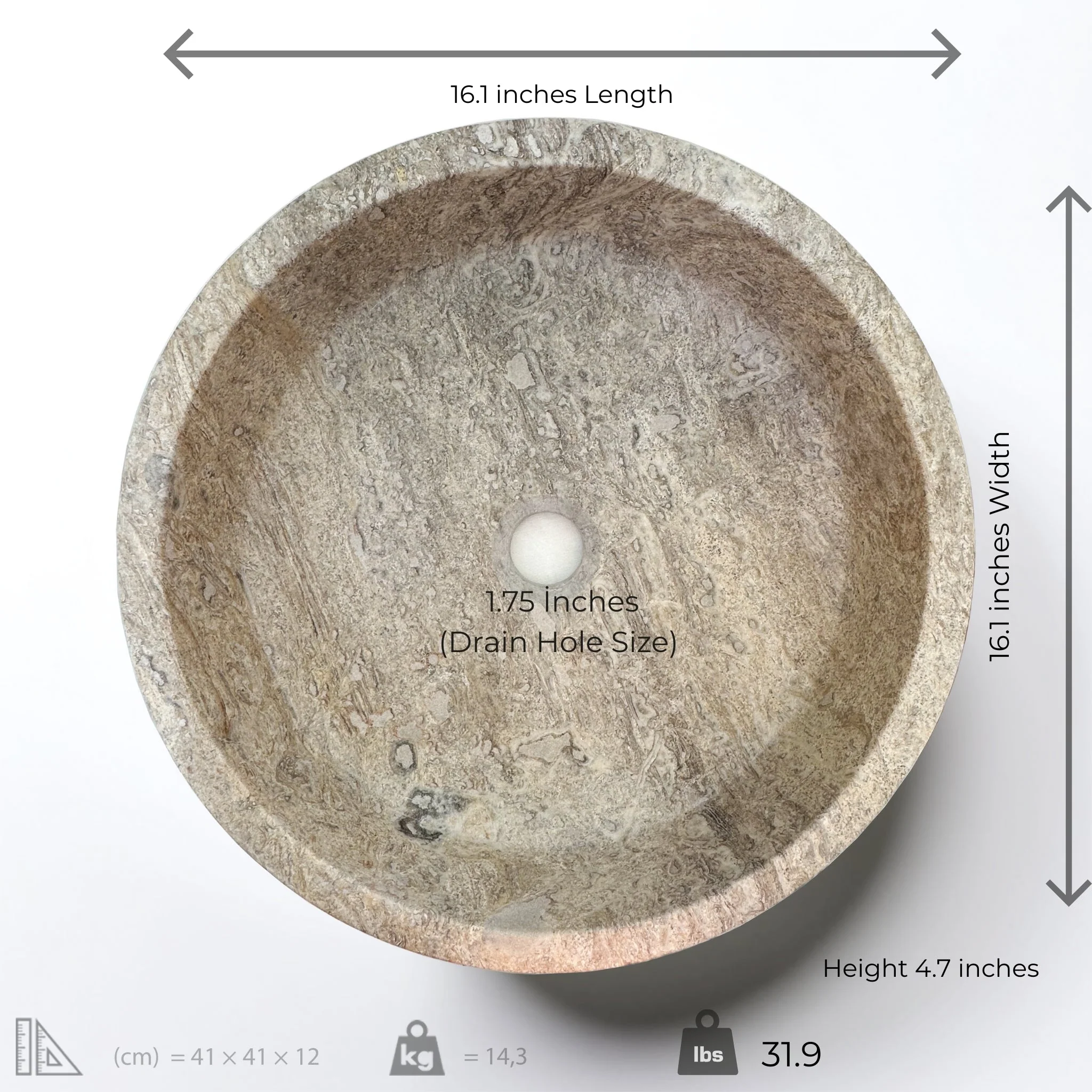 Dark Travertine Sink - Image 2