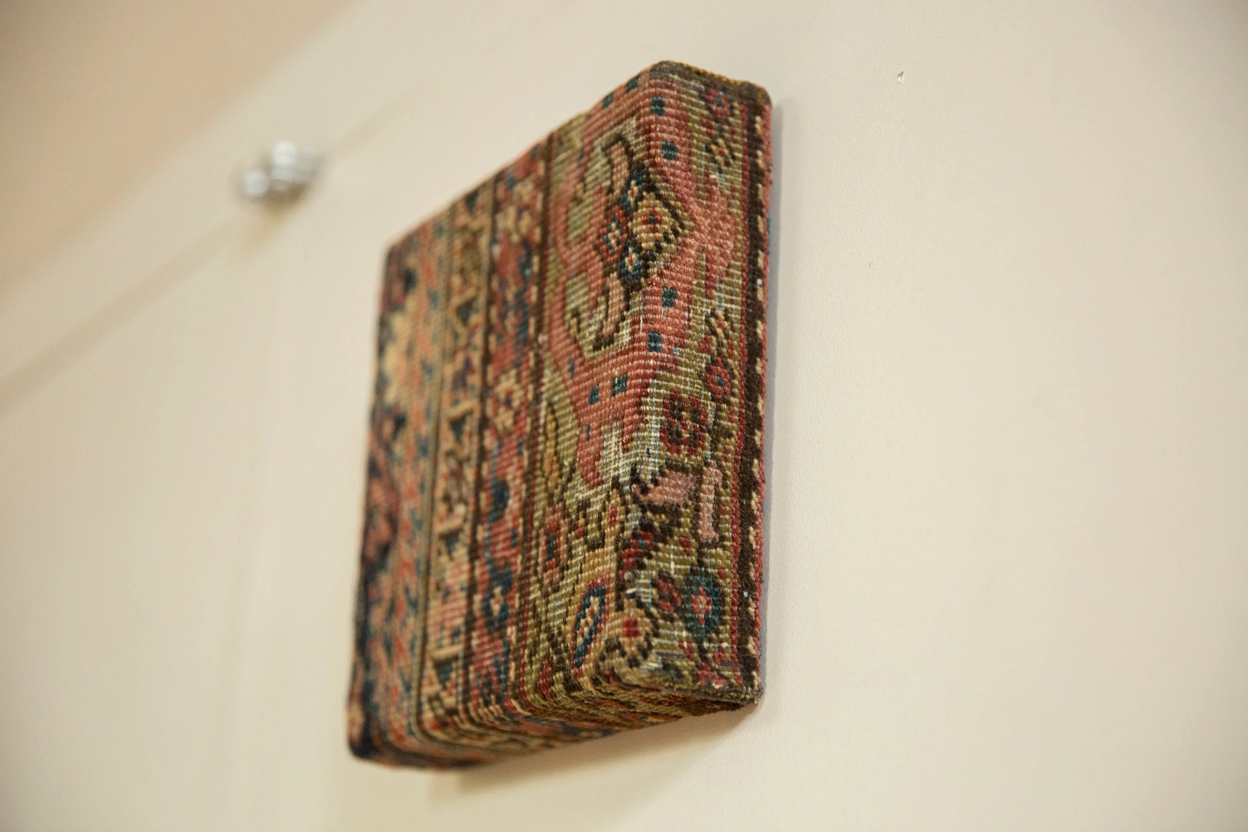 Decorative Cork Board Antique Fereghan Rug Fragment Art - Image 9