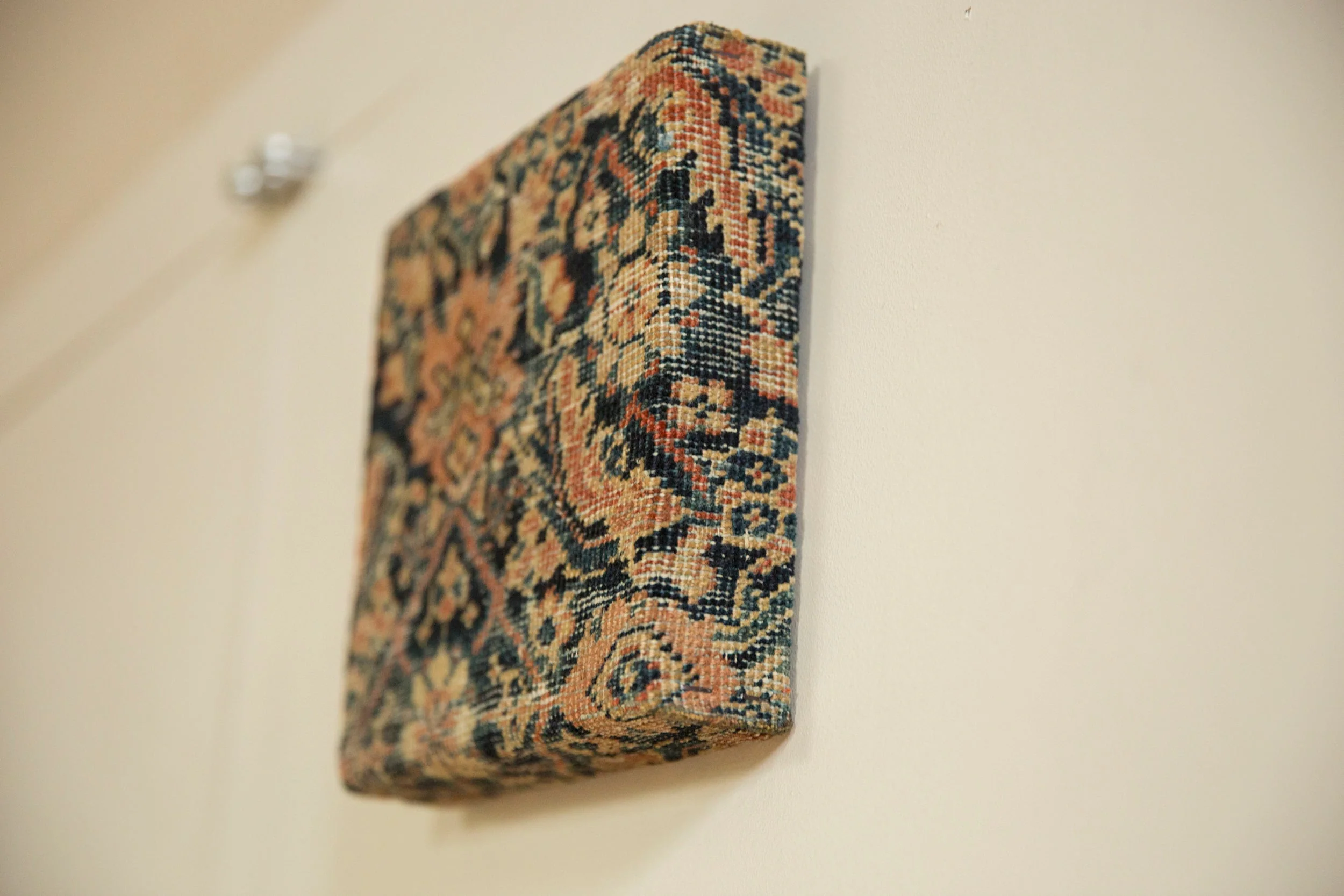 Decorative Cork Board Antique Fereghan Rug Fragment Art - Image 5