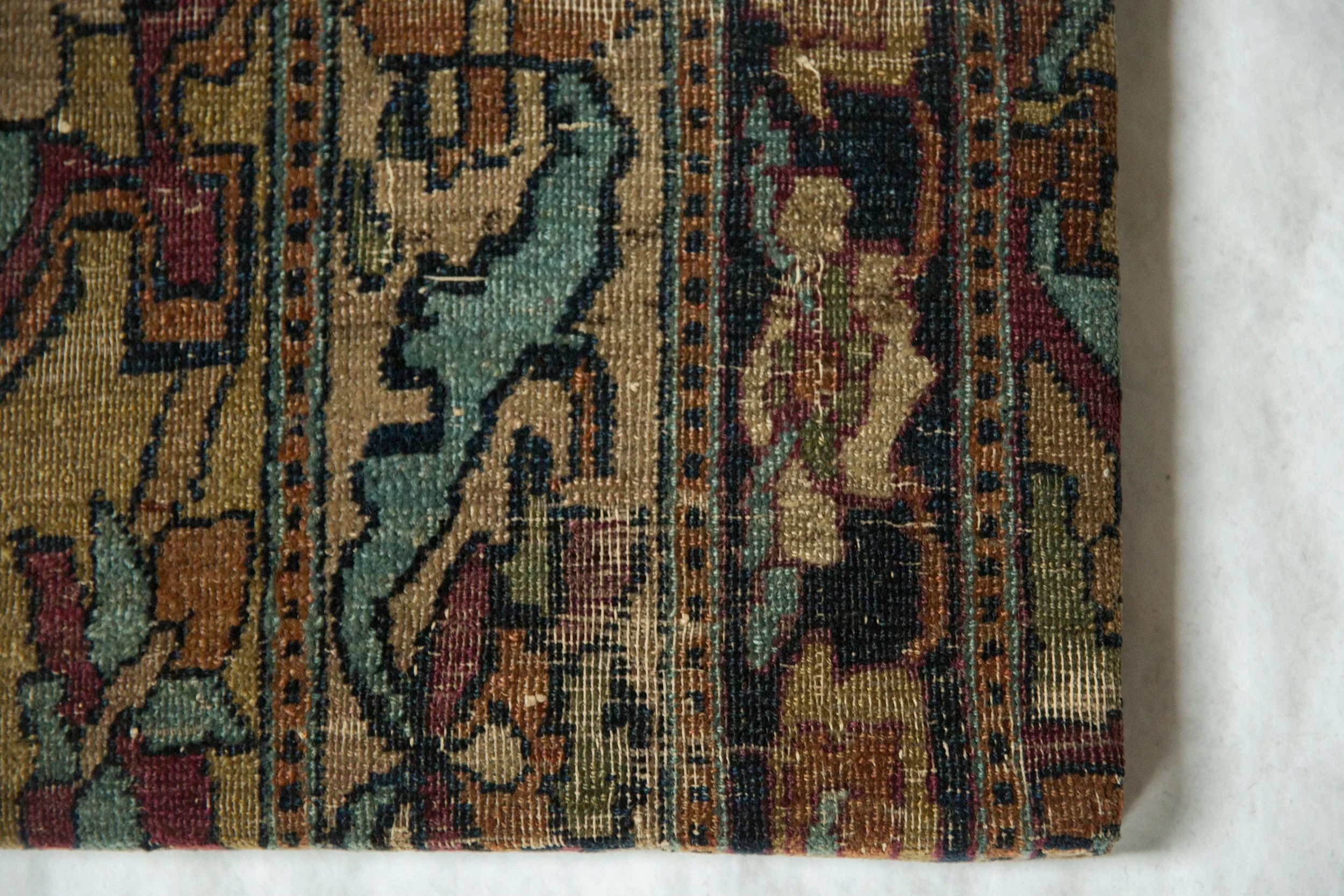 Decorative Cork Board Antique Kerman Rug Fragment Art - Image 2