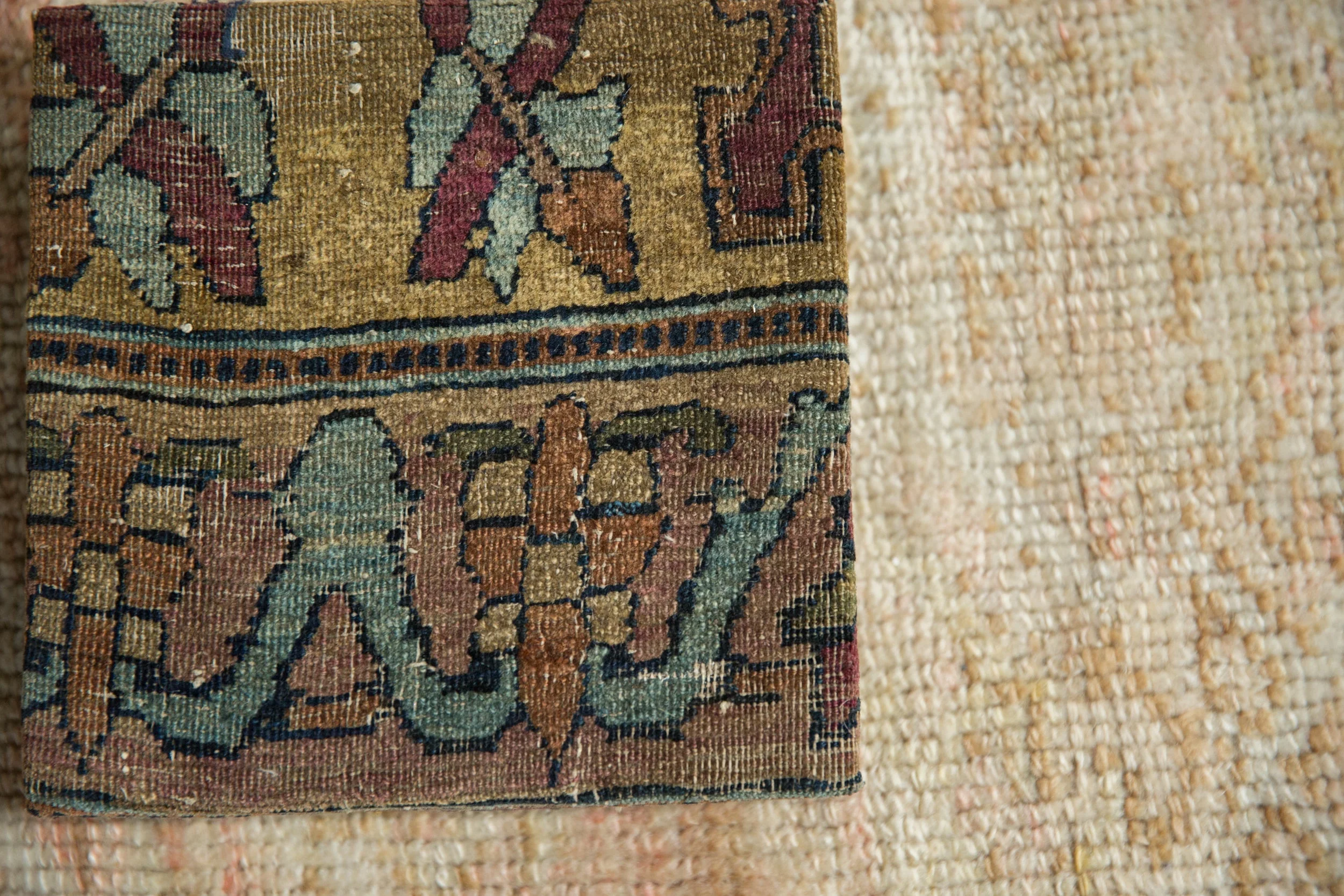 Decorative Cork Board Antique Kerman Rug Fragment Art - Image 2