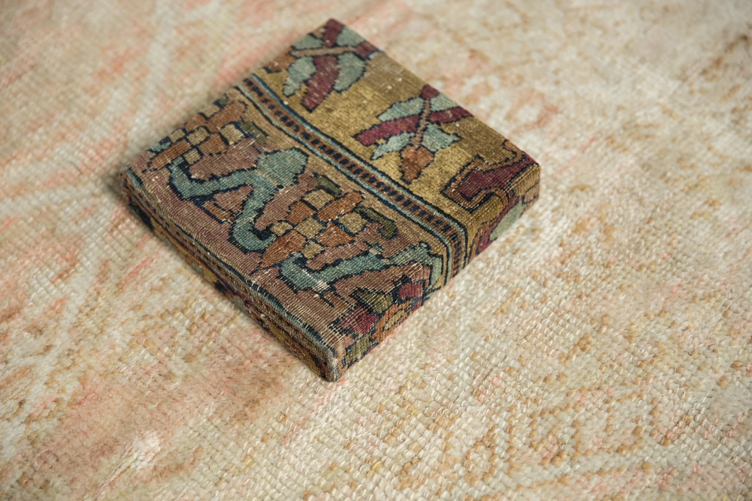 Decorative Cork Board Antique Kerman Rug Fragment Art - Image 3