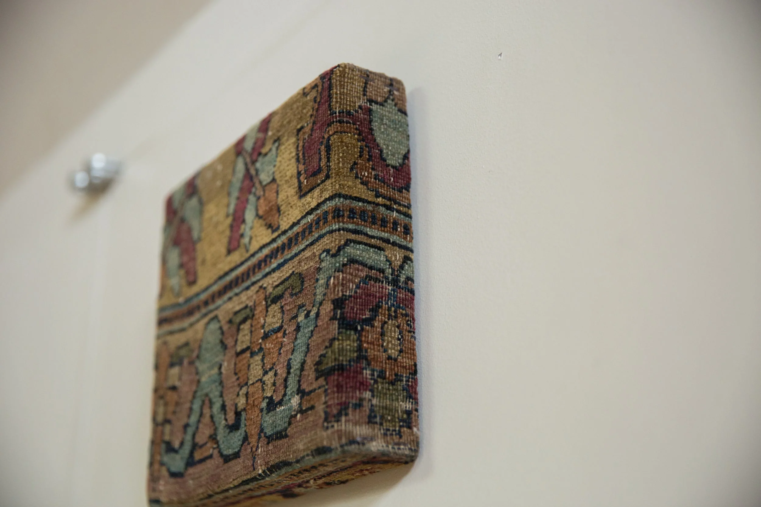 Decorative Cork Board Antique Kerman Rug Fragment Art - Image 7