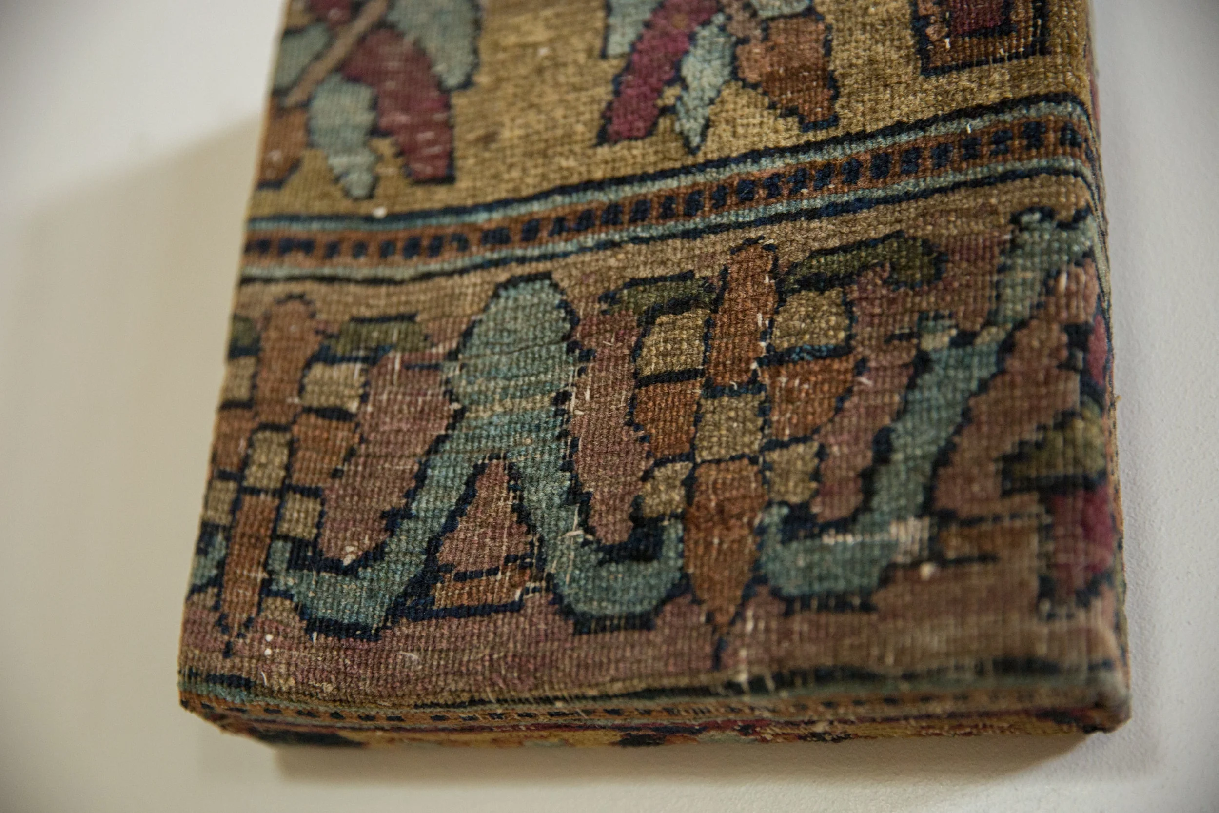 Decorative Cork Board Antique Kerman Rug Fragment Art - Image 8