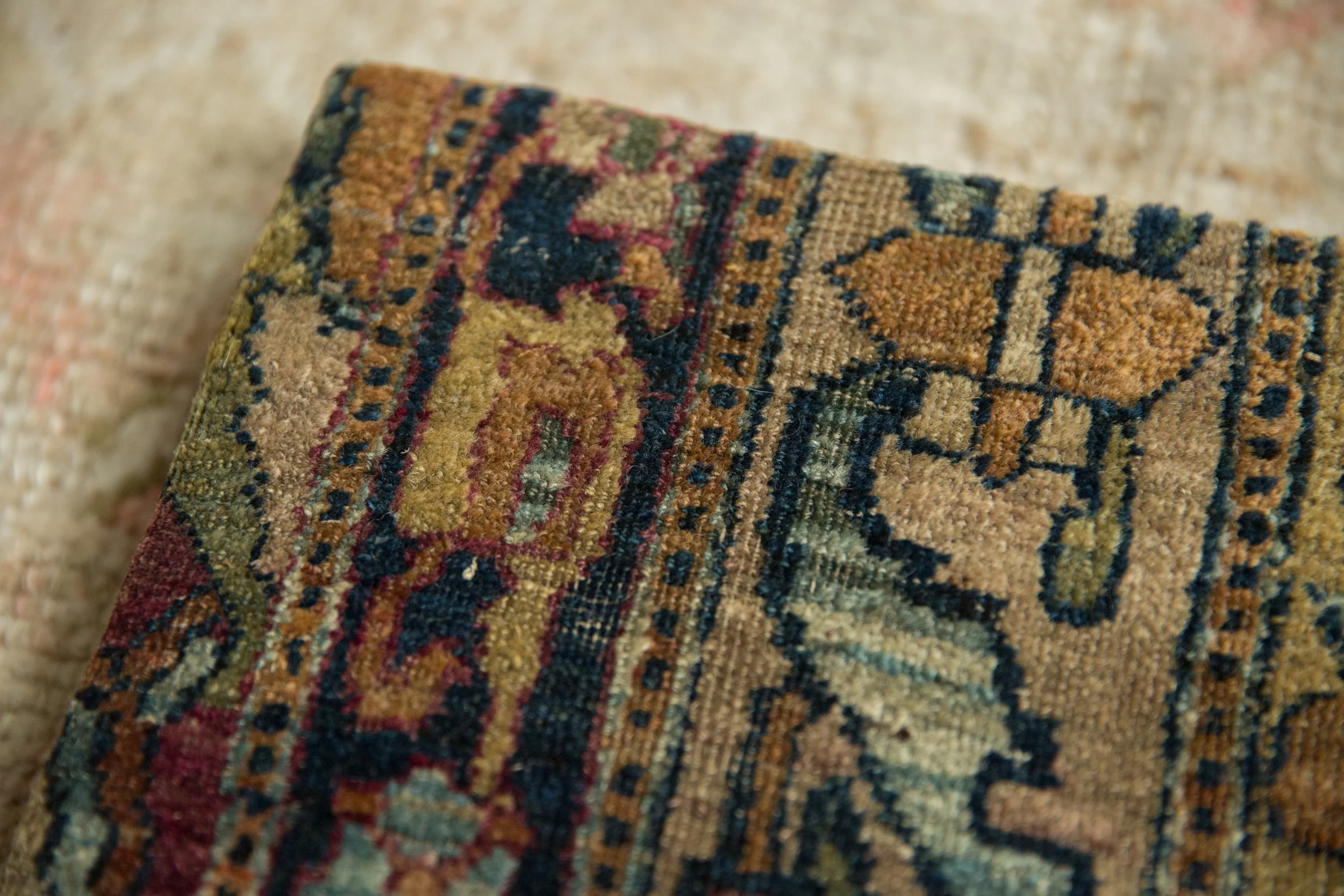 Decorative Cork Board Antique Kerman Rug Fragment Art - Image 3