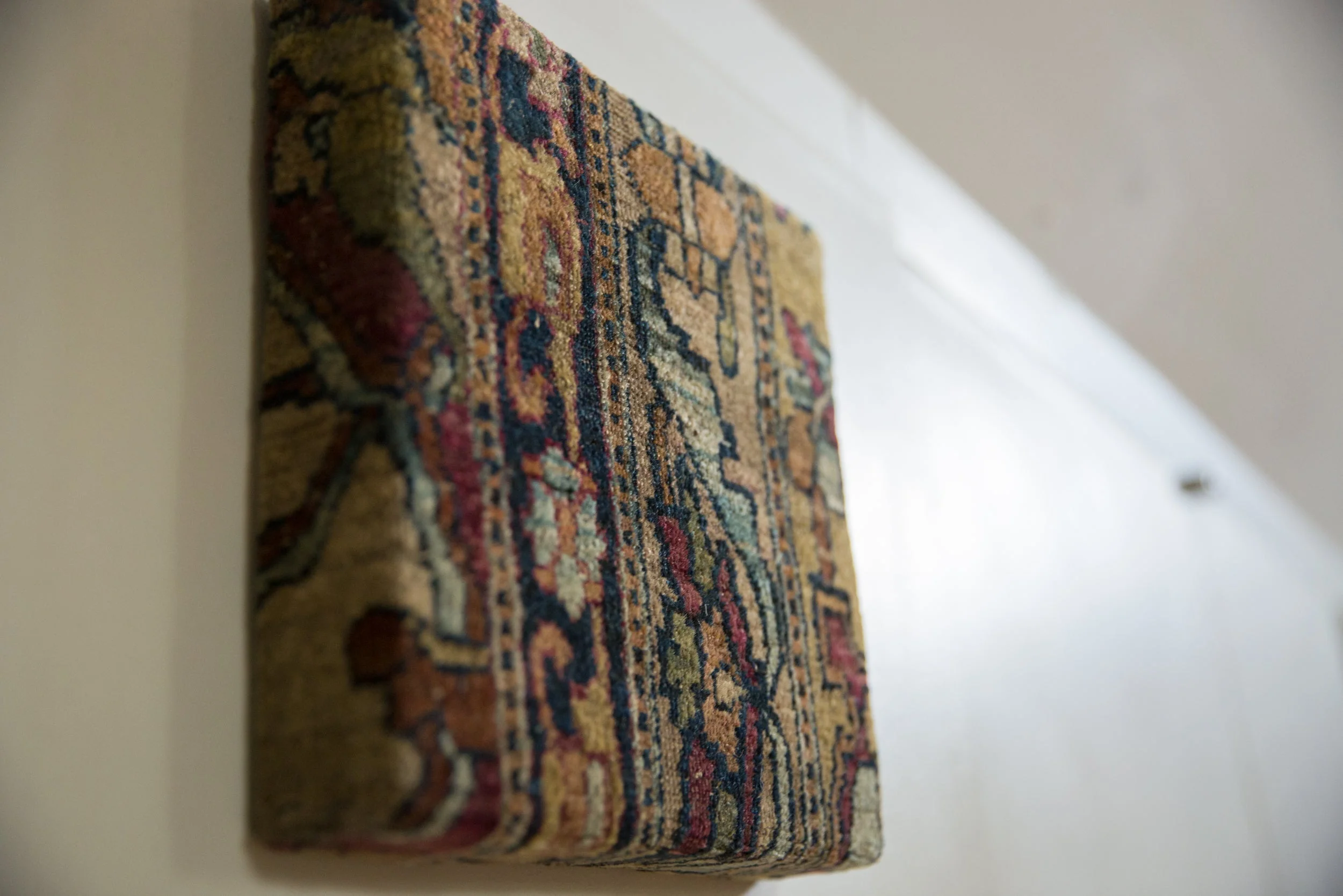 Decorative Cork Board Antique Kerman Rug Fragment Art - Image 5