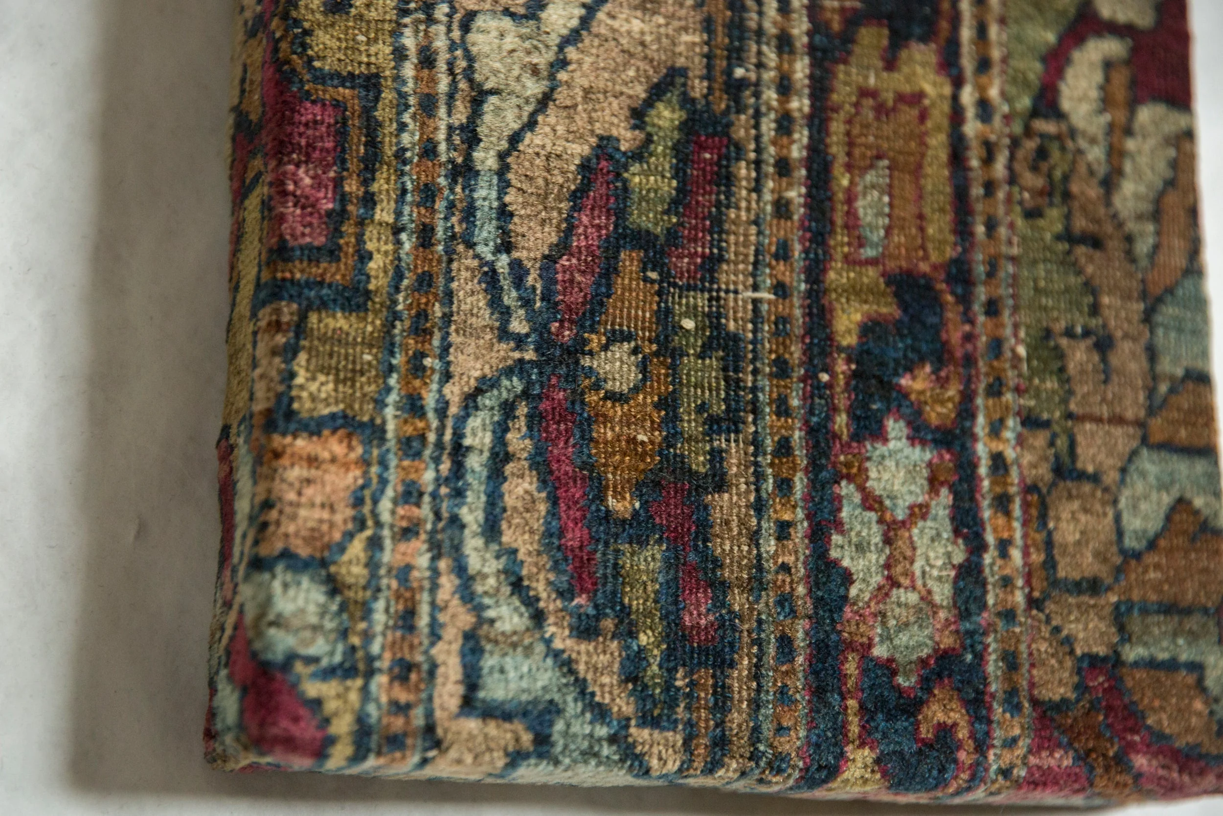 Decorative Cork Board Antique Kerman Rug Fragment Art - Image 2
