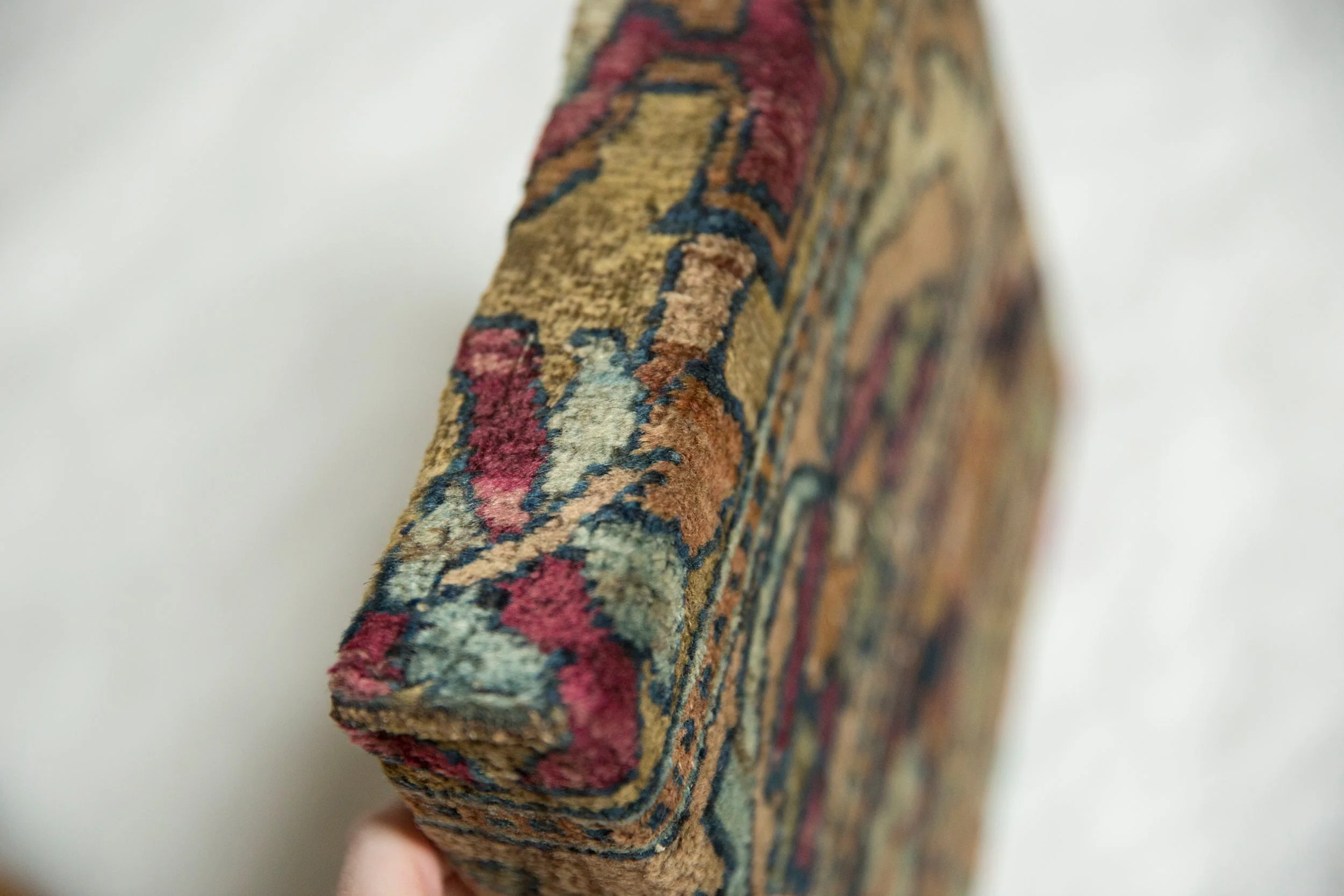 Decorative Cork Board Antique Kerman Rug Fragment Art - Image 5