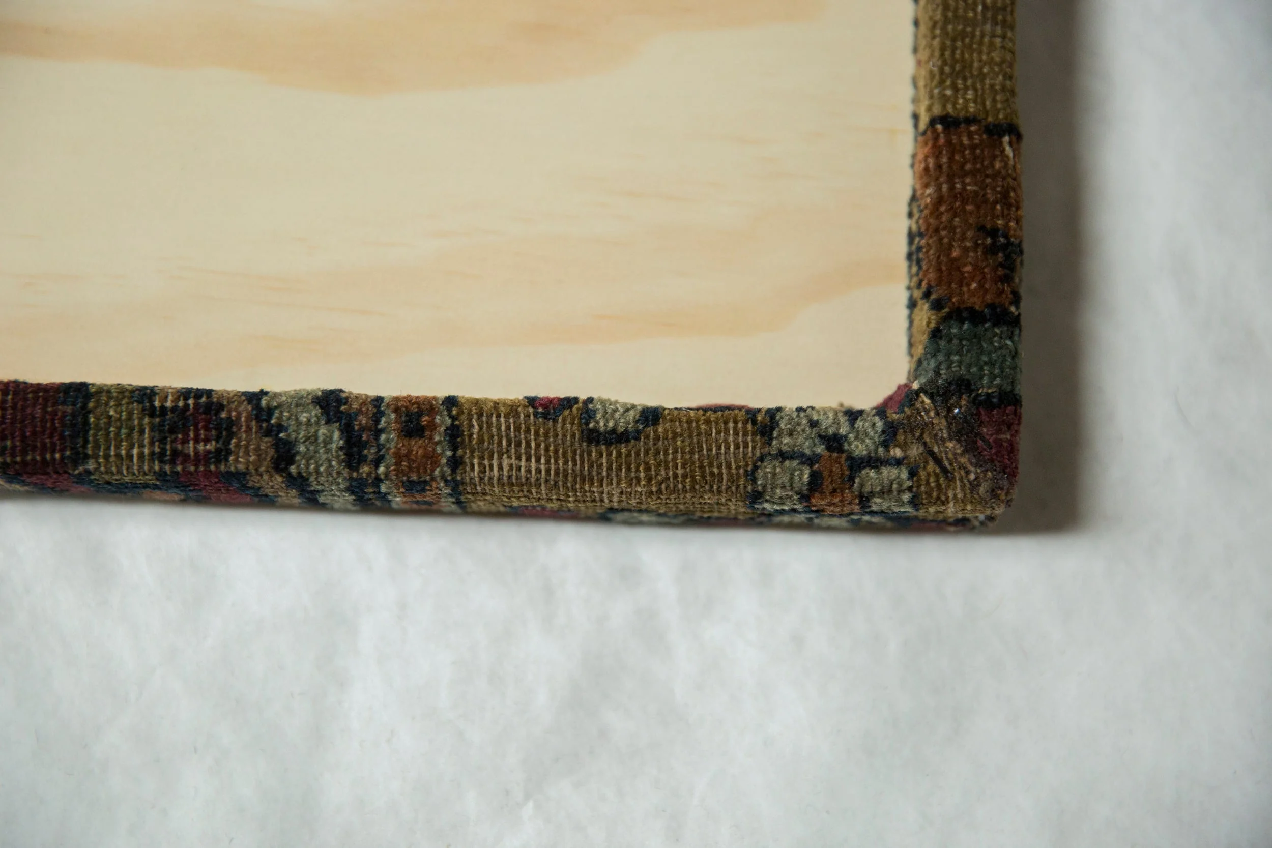 Decorative Cork Board Antique Kerman Rug Fragment Art - Image 5
